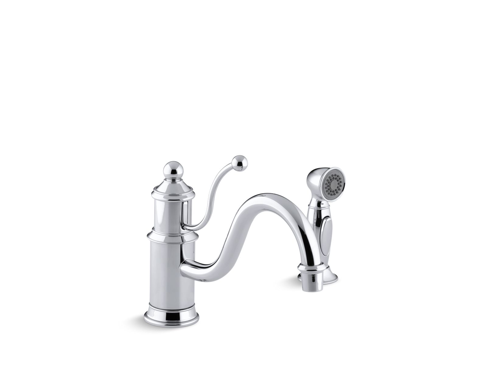 Antique Single-handle kitchen sink faucet with 8-7/8" spout, color-matched sidespray and lever handle