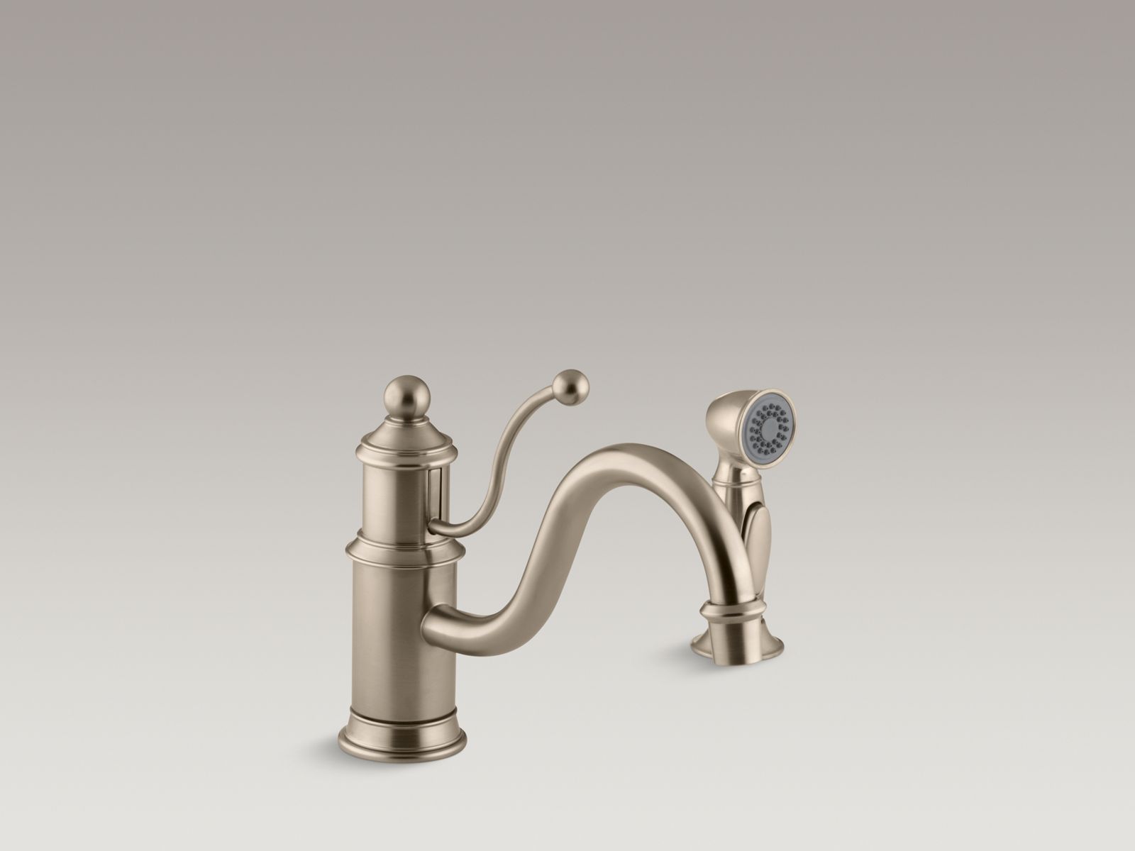 35207-antique-single-handle-kitchen-sink-faucet-with-8-7-8-spout-color-matched-sidespray-and-lever-handle-3.jpg Antique Single-handle kitchen sink faucet with 8-7/8" spout, color-matched sidespray and lever handle