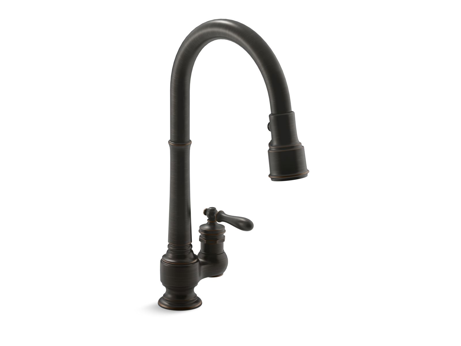 Artifacts® Pull-down kitchen sink faucet with three-function sprayhead