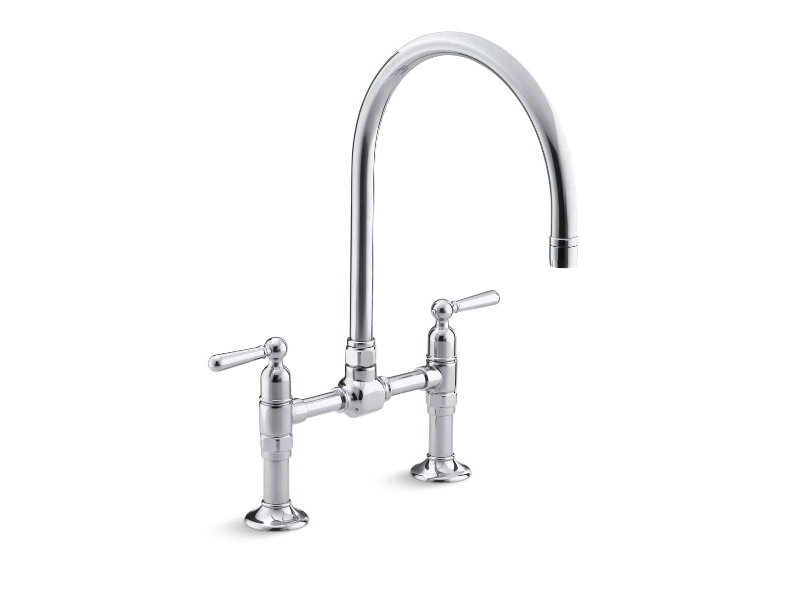 HiRise™ Two-hole deck-mount bridge kitchen sink faucet with 10-1/4" gooseneck spout and lever handles