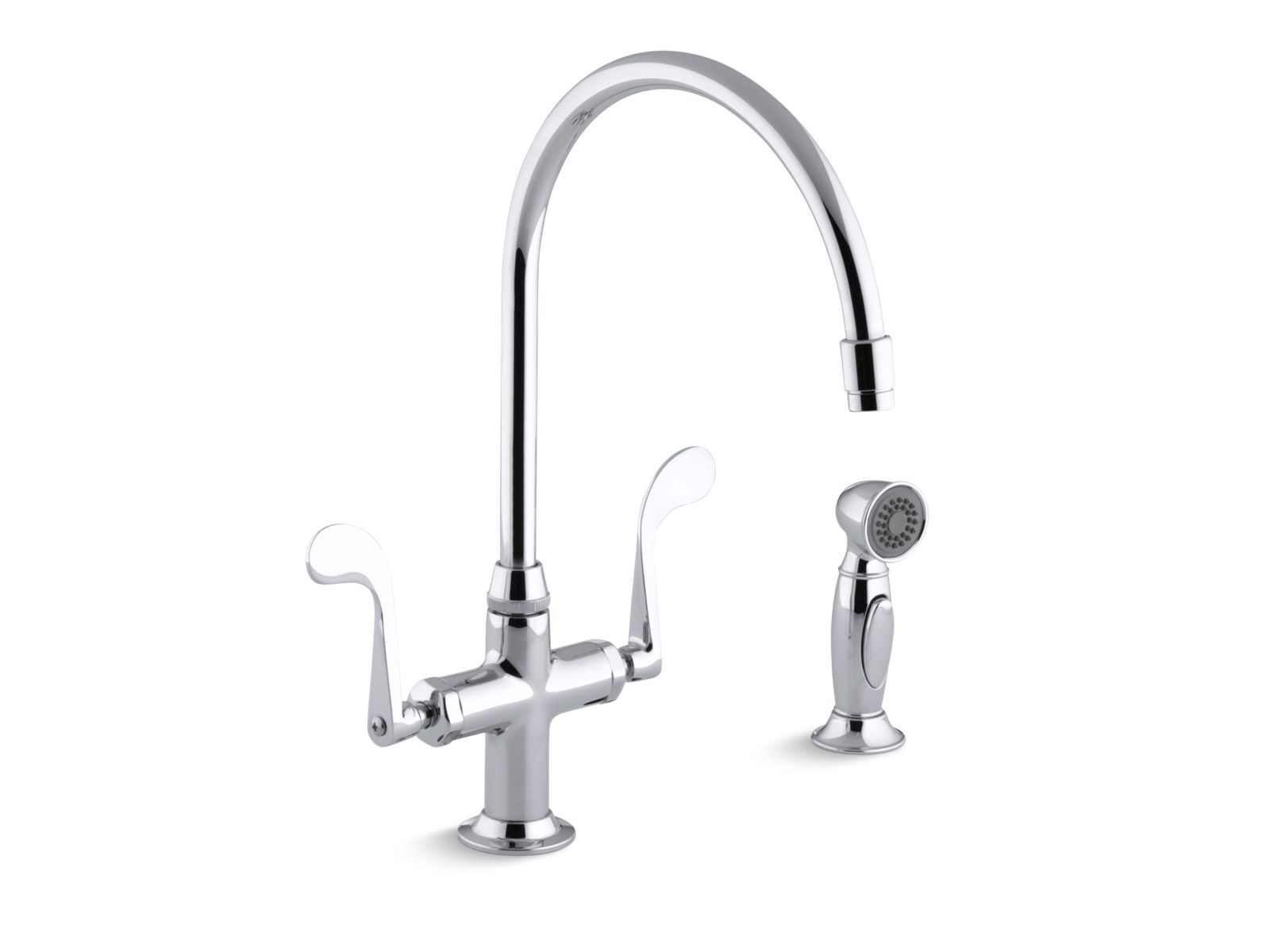 Essex® Single-hole kitchen sink faucet with 9" gooseneck spout and accent sidespray