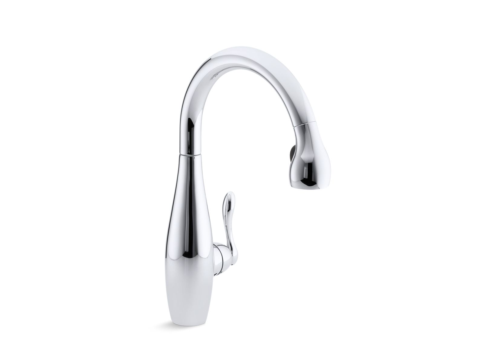 Clairette® Single- or three-hole kitchen sink faucet with pull-down 16-5/8" spout and right-hand lever handle