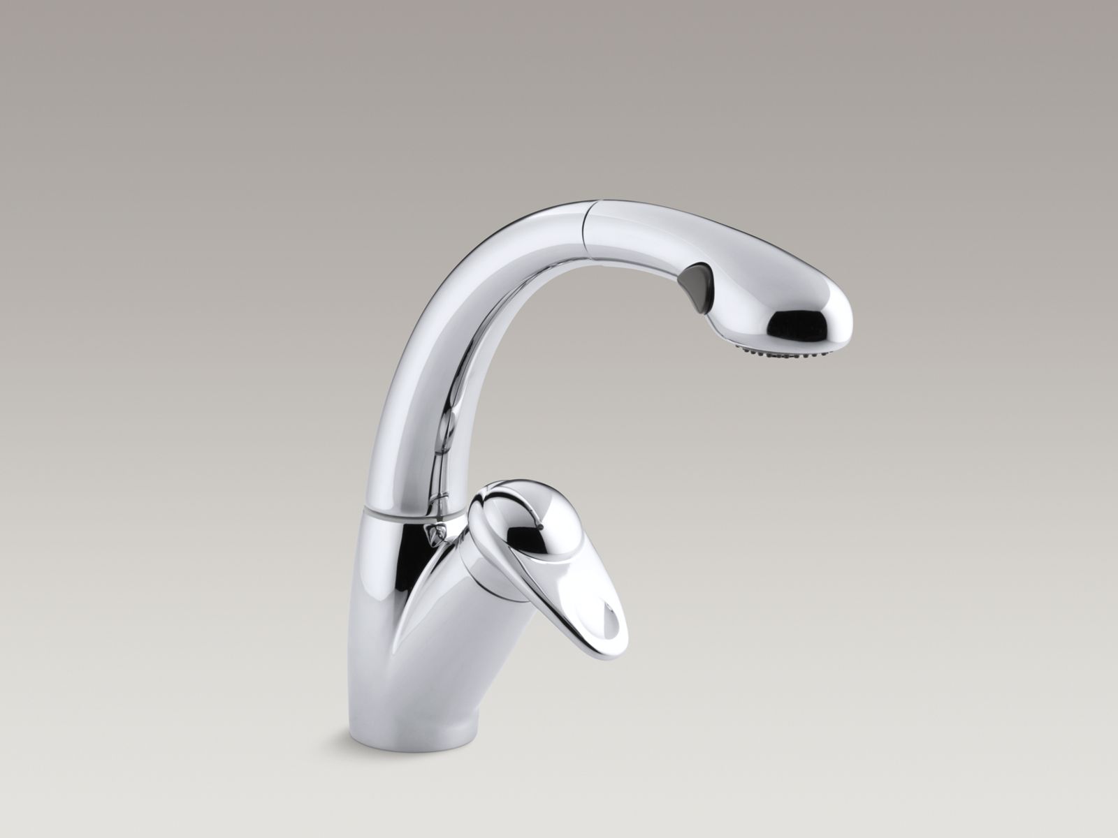 Avatar(R) single-hole or three-hole kitchen sink faucet with 9-1/4" spout with matching color pull-out spray and front lever handle