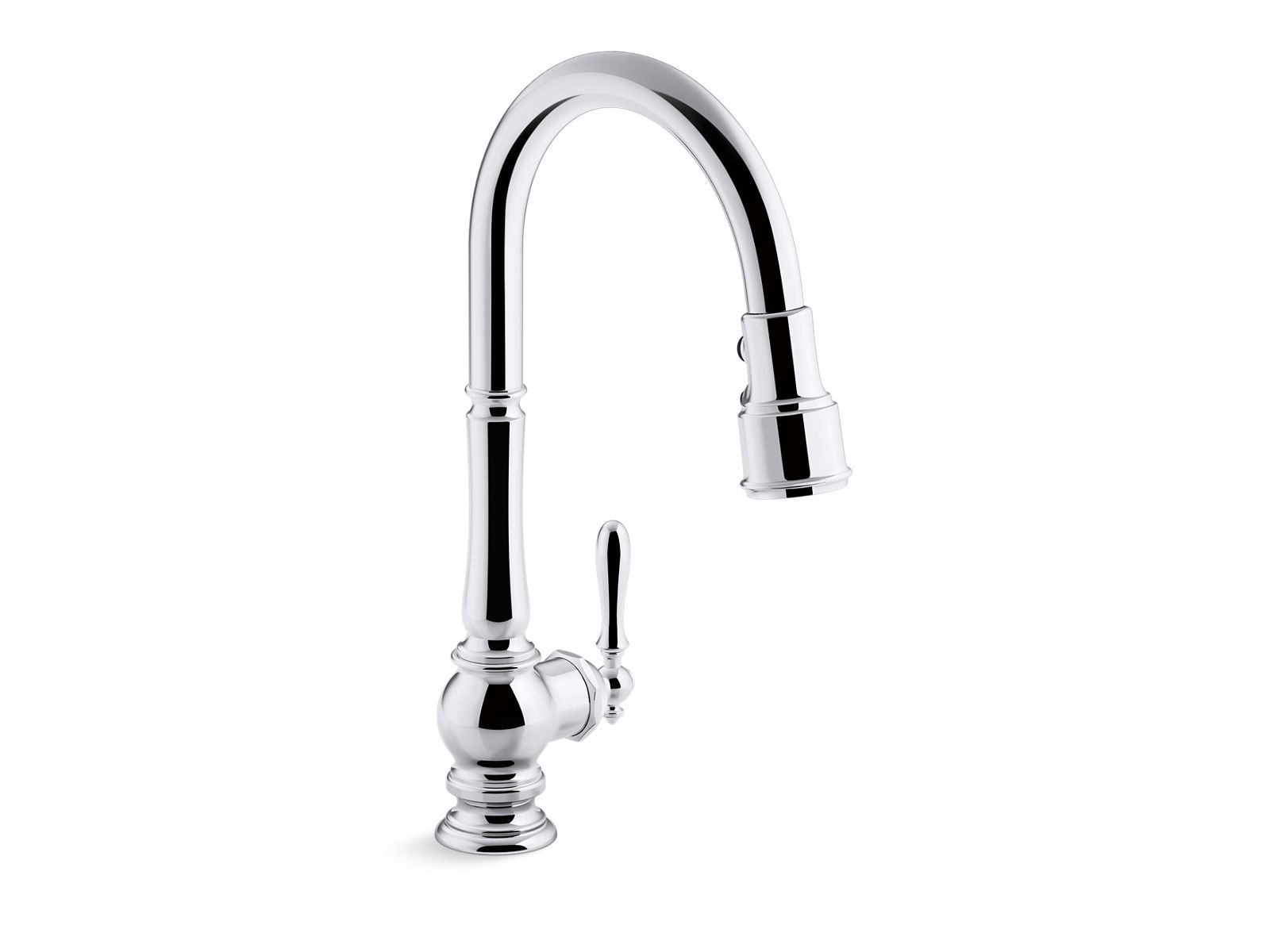 Artifacts® Pull-down kitchen sink faucet with three-function sprayhead