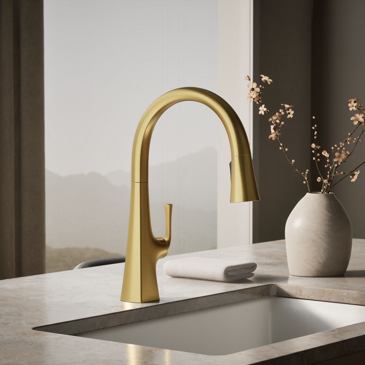 35724-graze-pull-down-kitchen-sink-faucet-with-three-function-sprayhead-10.jpg Graze® Pull-down kitchen sink faucet with three-function sprayhead