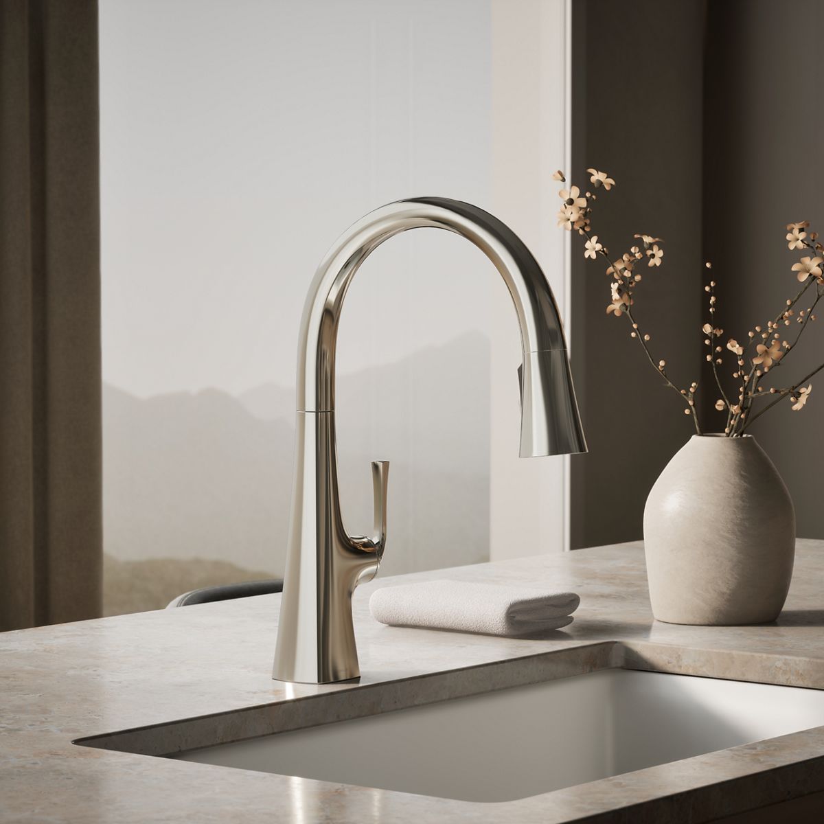 35724-graze-pull-down-kitchen-sink-faucet-with-three-function-sprayhead-13.jpg Graze® Pull-down kitchen sink faucet with three-function sprayhead