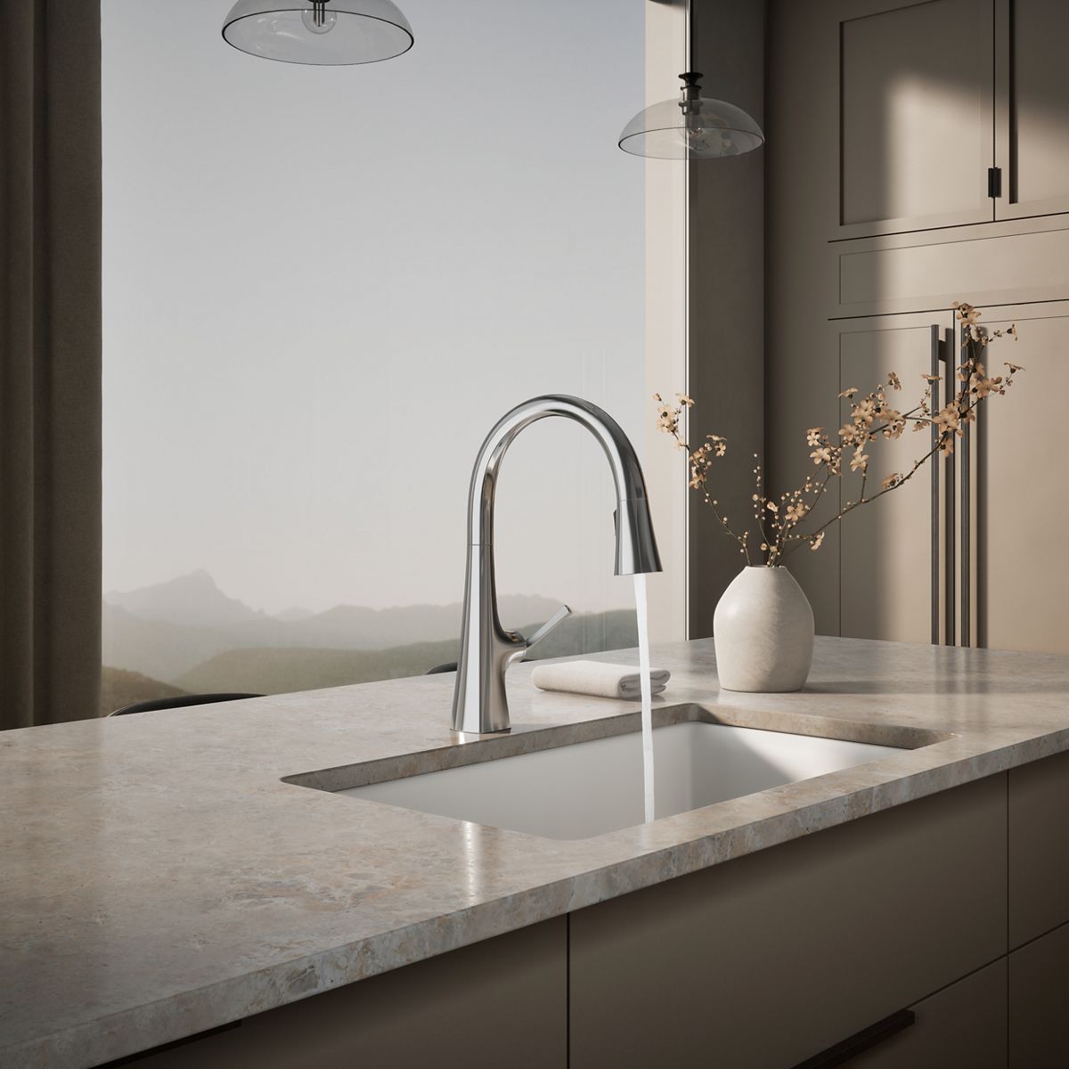 35724-graze-pull-down-kitchen-sink-faucet-with-three-function-sprayhead-25.jpg Graze® Pull-down kitchen sink faucet with three-function sprayhead