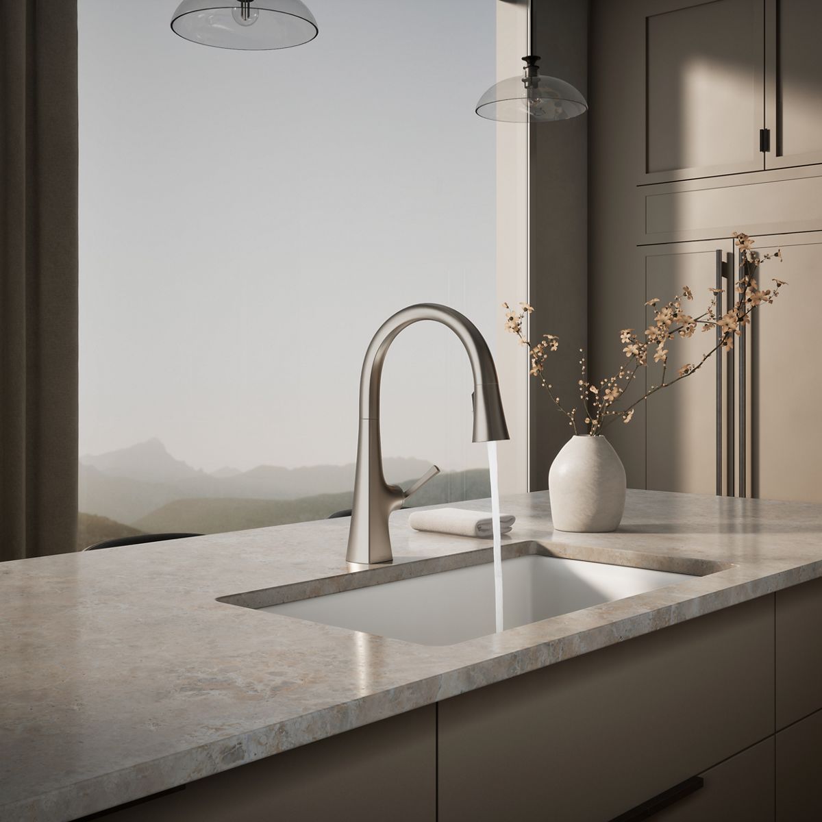 35724-graze-pull-down-kitchen-sink-faucet-with-three-function-sprayhead-28.jpg Graze® Pull-down kitchen sink faucet with three-function sprayhead