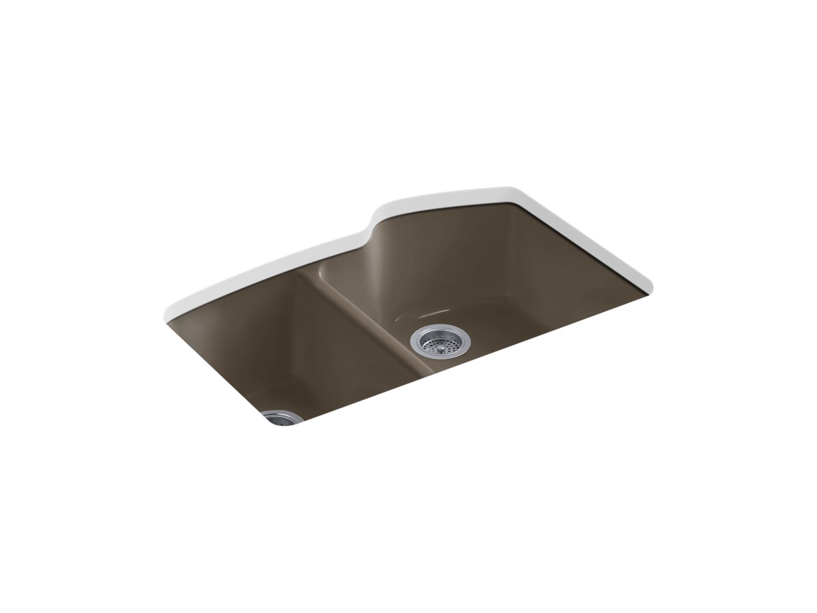 Wheatland® 33" x 22" x 9-5/8" undermount large/medium double-bowl kitchen sink with oversize 5 faucet holes