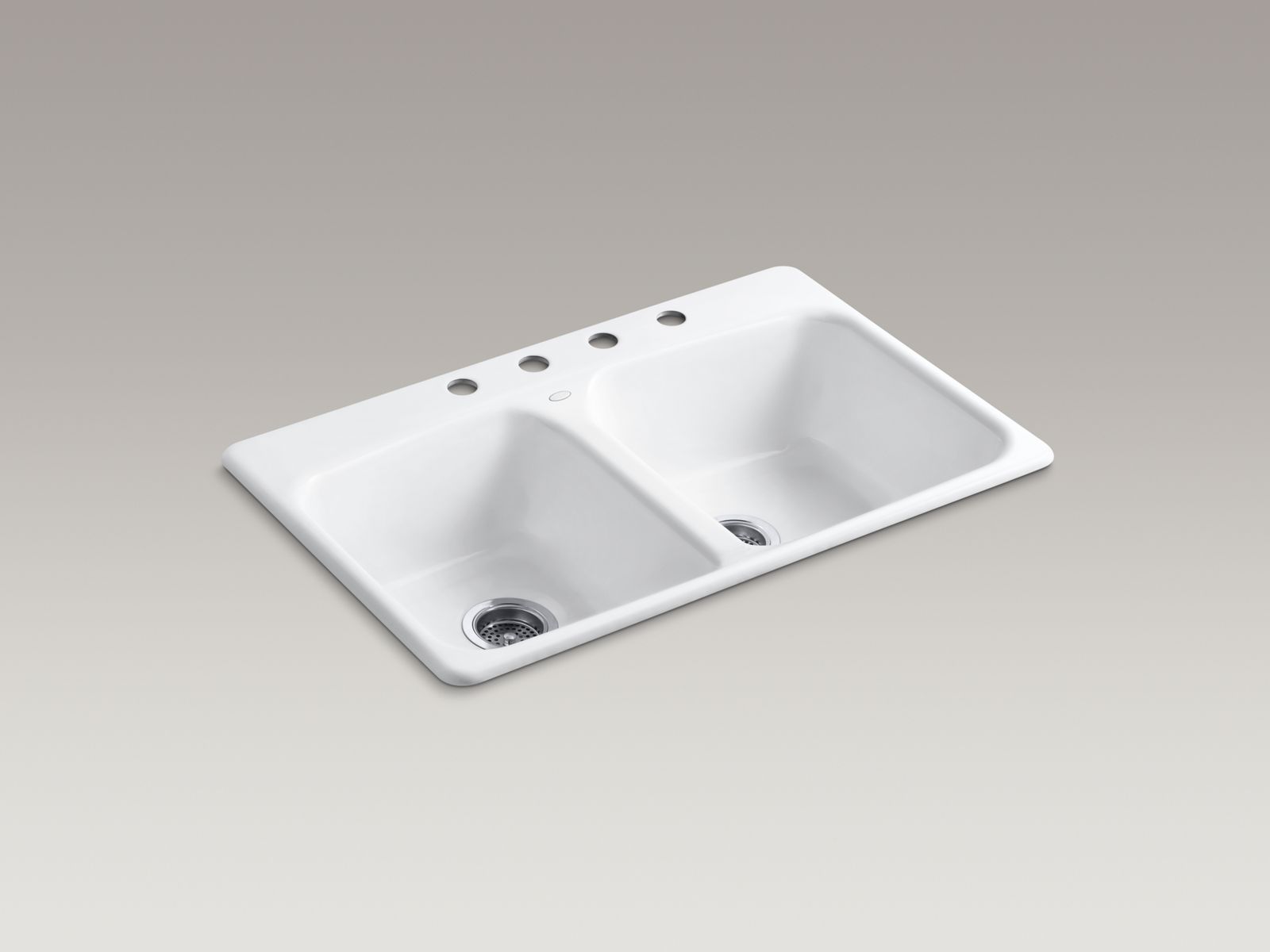 Brookfield(TM) 33" x 22" x 8-5/8" top-mount double-equal kitchen sink with 4 faucet holes