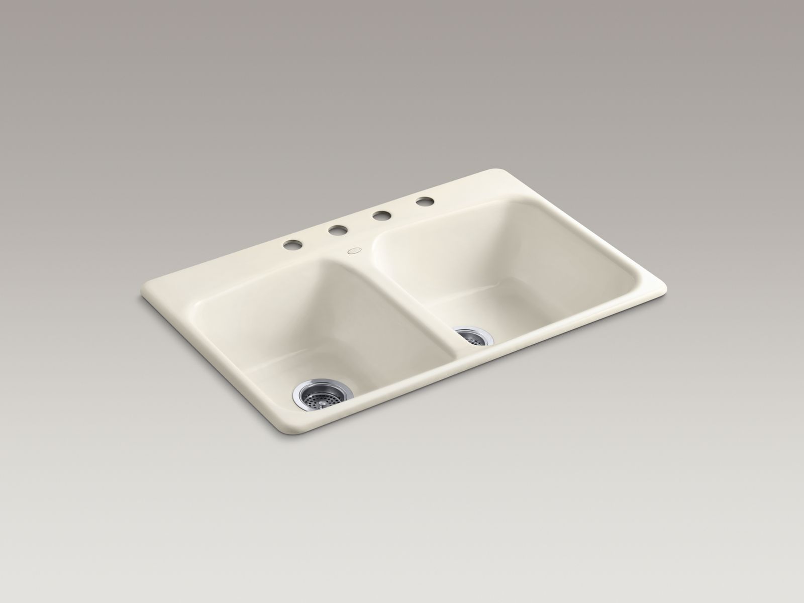 Brookfield(TM) 33" x 22" x 8-5/8" top-mount double-equal kitchen sink with 4 faucet holes