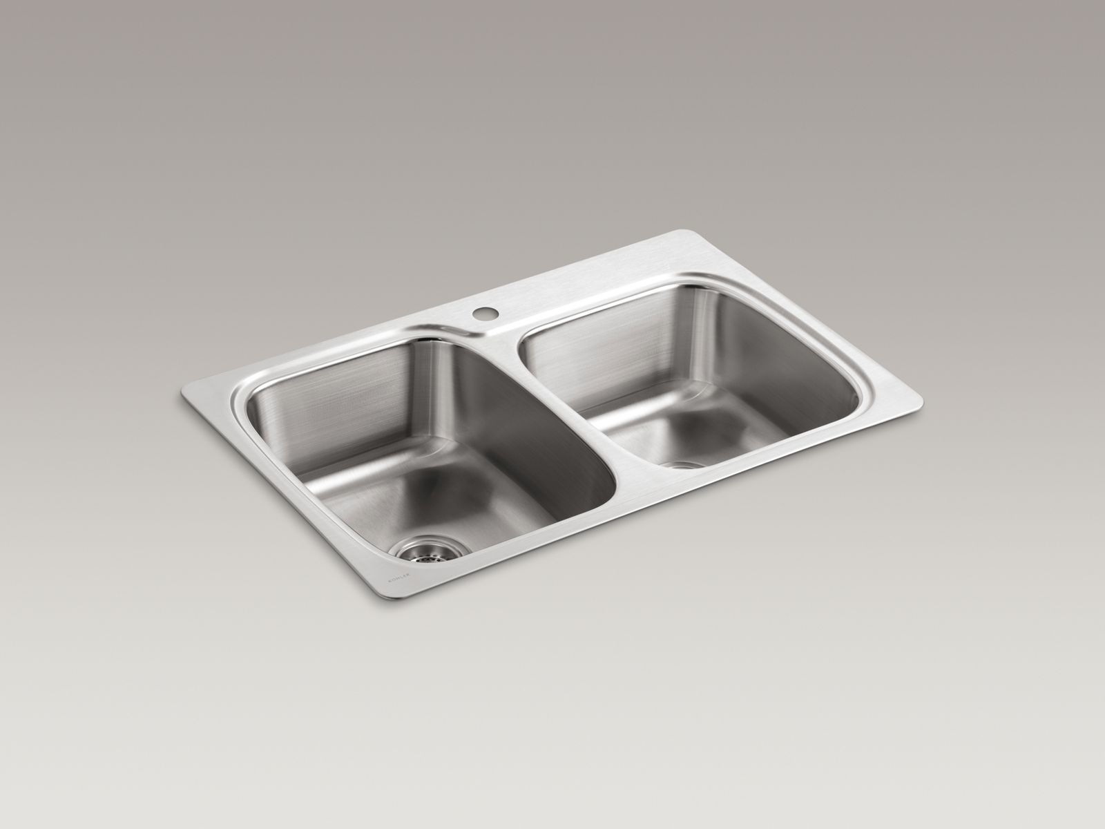 Verse™ 33" x 22" x 8-1/4" top-mount large/medium double-bowl kitchen sink with single faucet hole