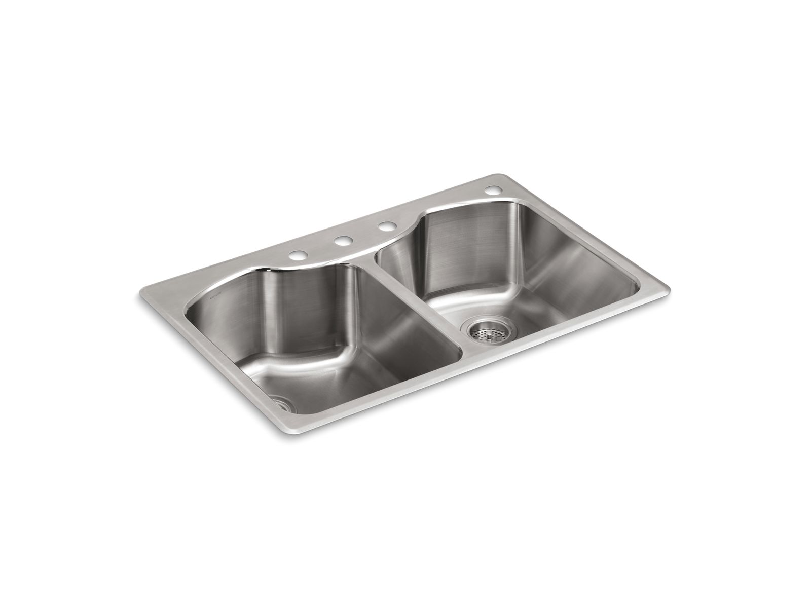 Octave® 33" x 22" x 9-5/16" top-mount double-equal stainless steel kitchen sink with four-hole faucet drilling