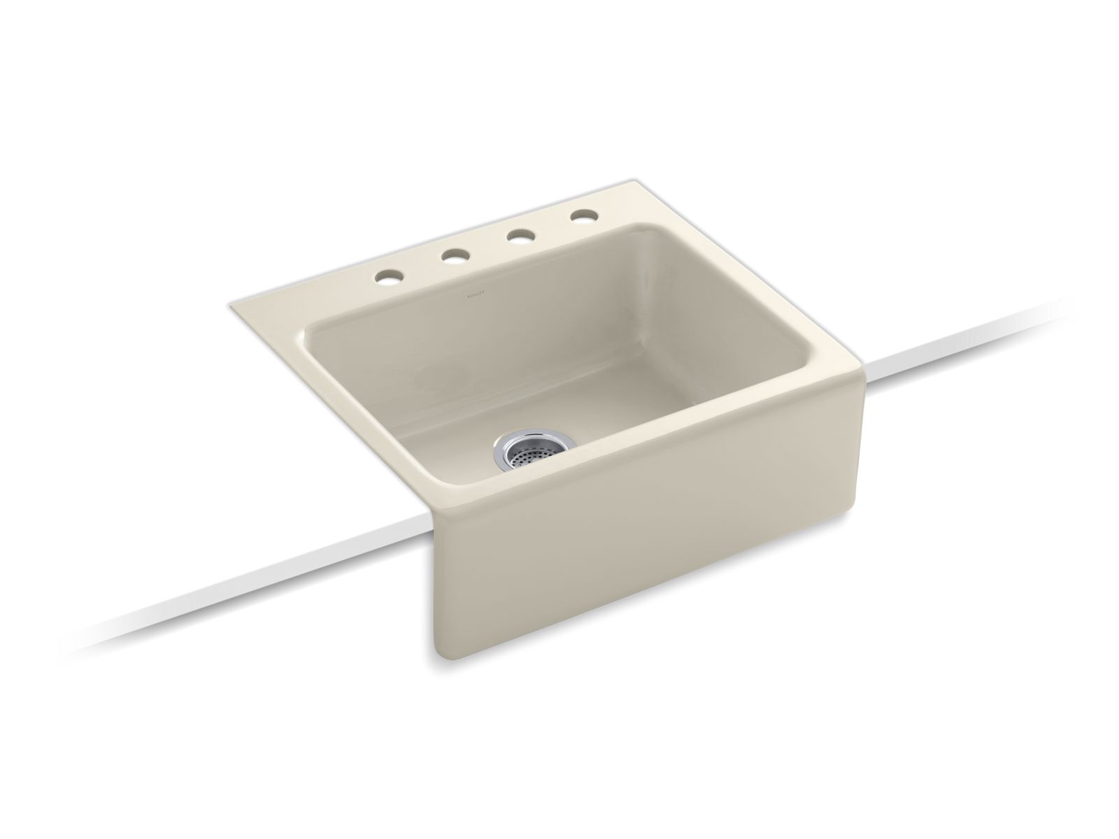 Alcottâ„¢ 25" x 22" x 8-5/8" tile-in single-bowl kitchen sink with apron-front and 4 faucet holes