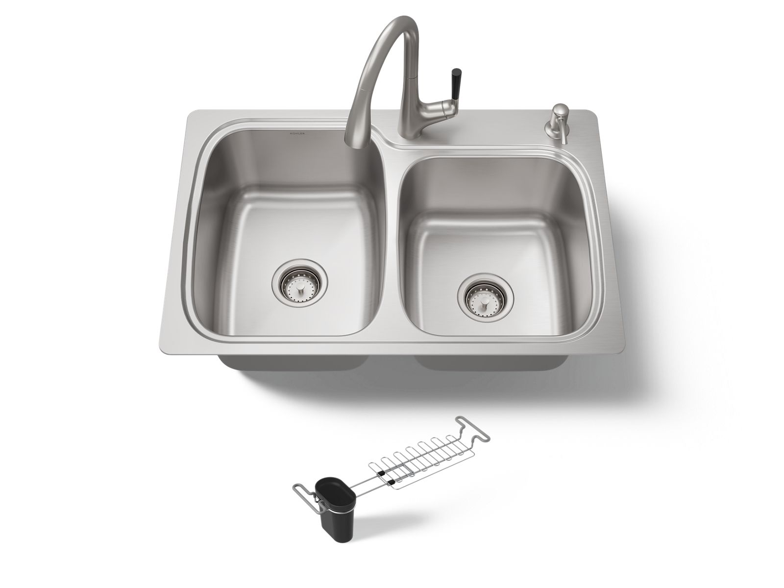 All-In-One 33" top-/undermount double-bowl kitchen sink
