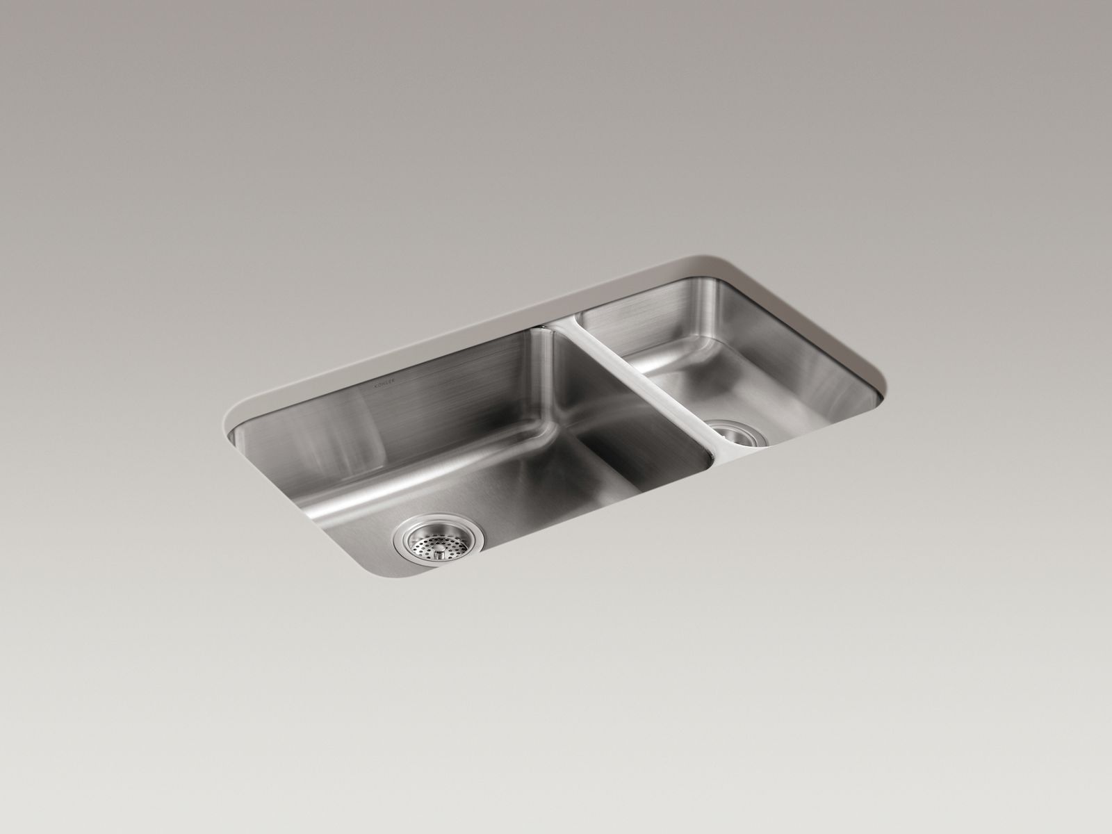 Undertone® 31-1/2" x 18" x 7-3/4" undermount high/low double kitchen sink