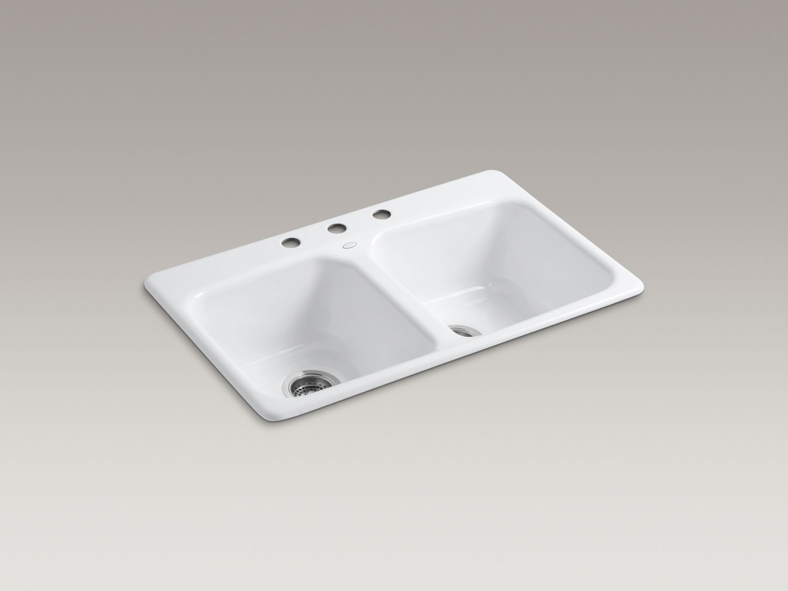 Brookfield(TM) 31-3/4" x 20-3/4" x 8-5/8" top-mount double-equal kitchen sink with 3 faucet holes