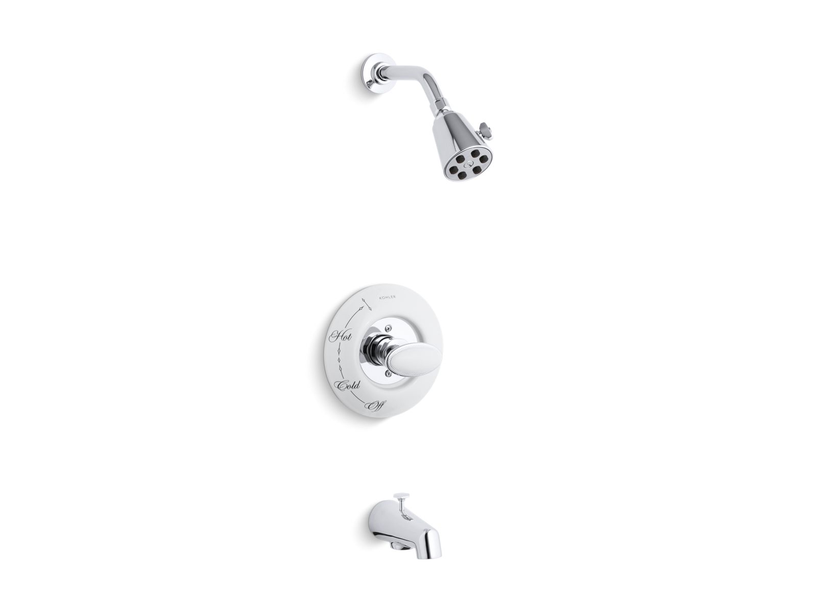 Antique Rite-Temp® bath/shower valve trim with oval handle, spout and 2.5 gpm showerhead