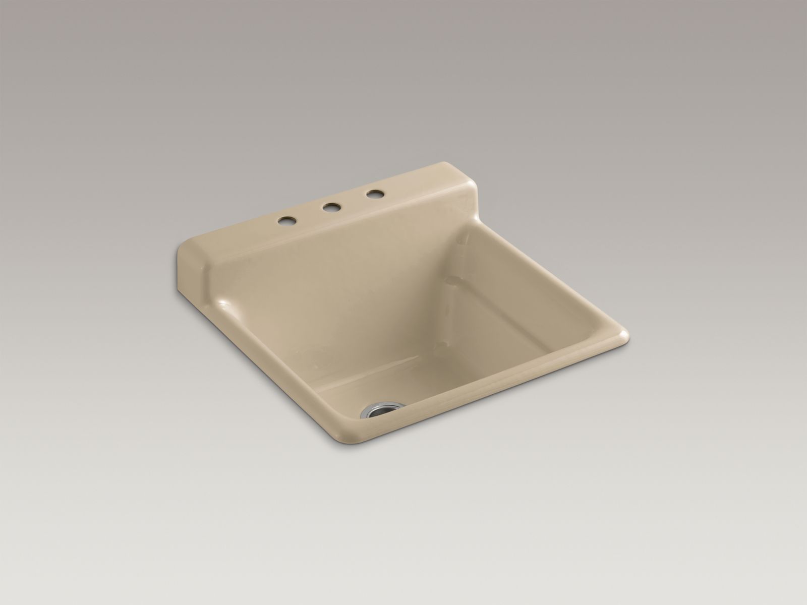 Bayview(TM) top-mount utility sink with 3 faucet holes on top of backsplash