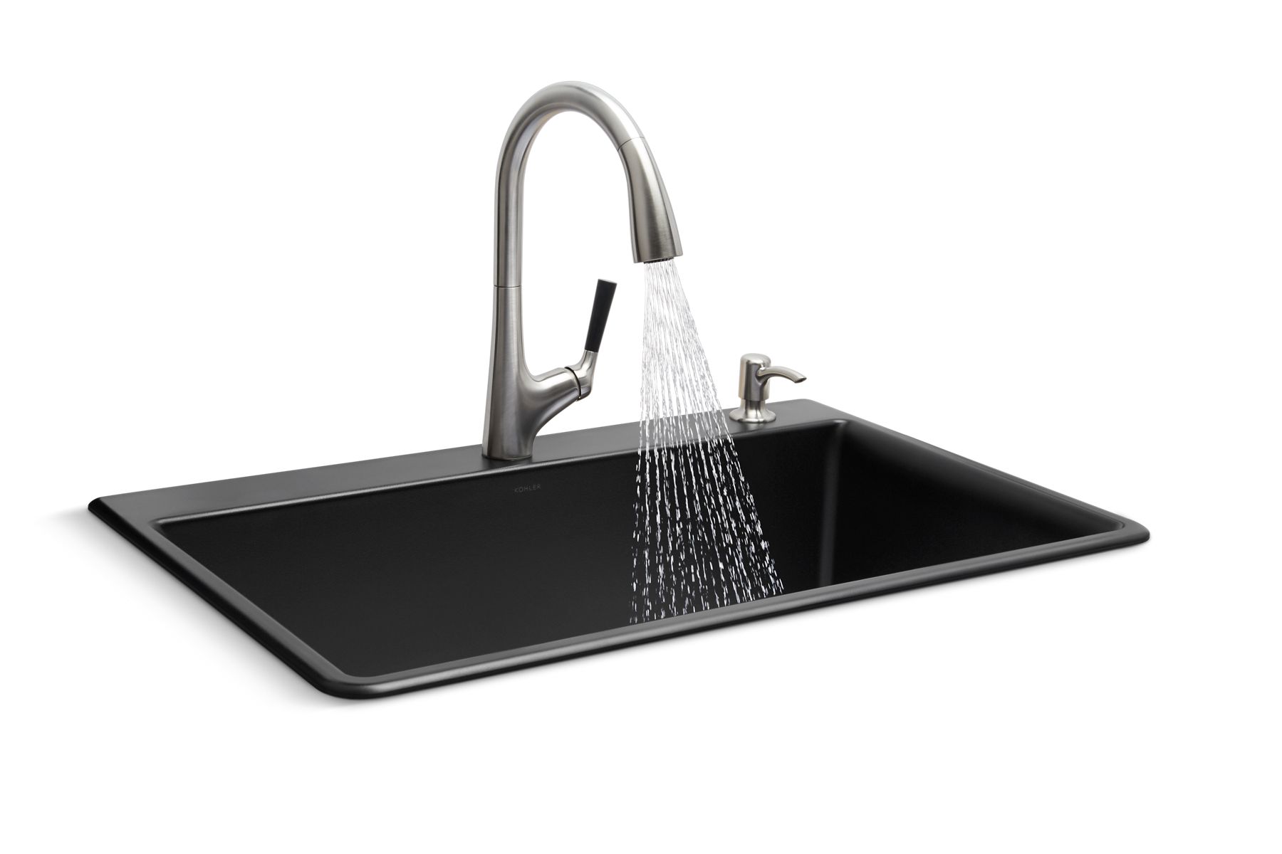 All-In-One 33" top-/undermount single-bowl kitchen sink kit