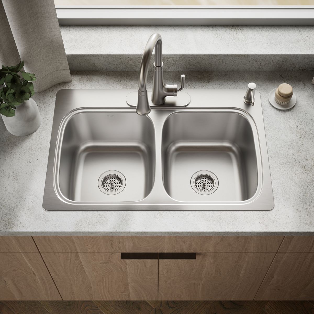 Verse™ 33" top-mount double-bowl kitchen sink