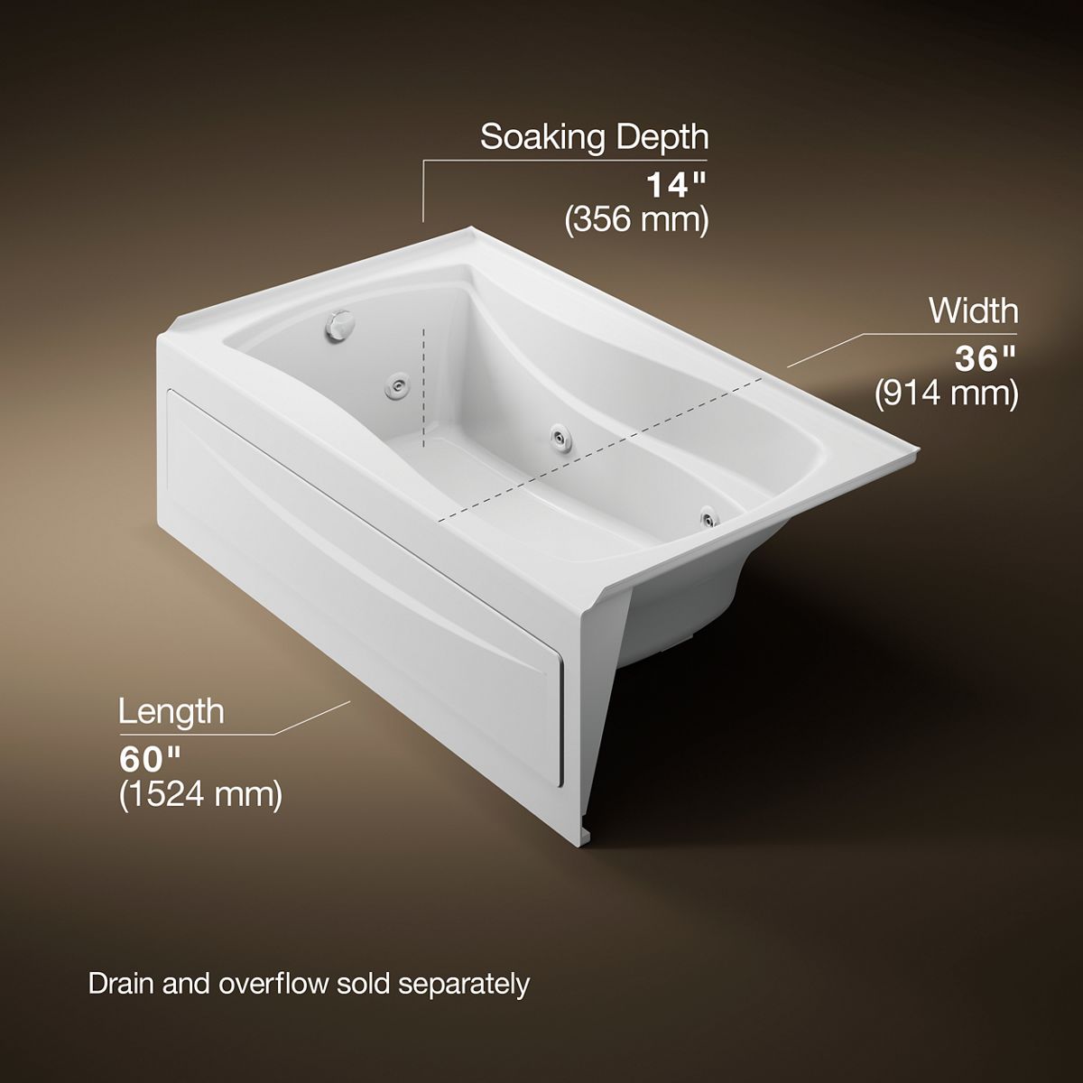 3840-mariposa-60-x-36-alcove-heated-whirlpool-left-drain-8.jpg Mariposa® 60" x 36" alcove heated whirlpool, left drain