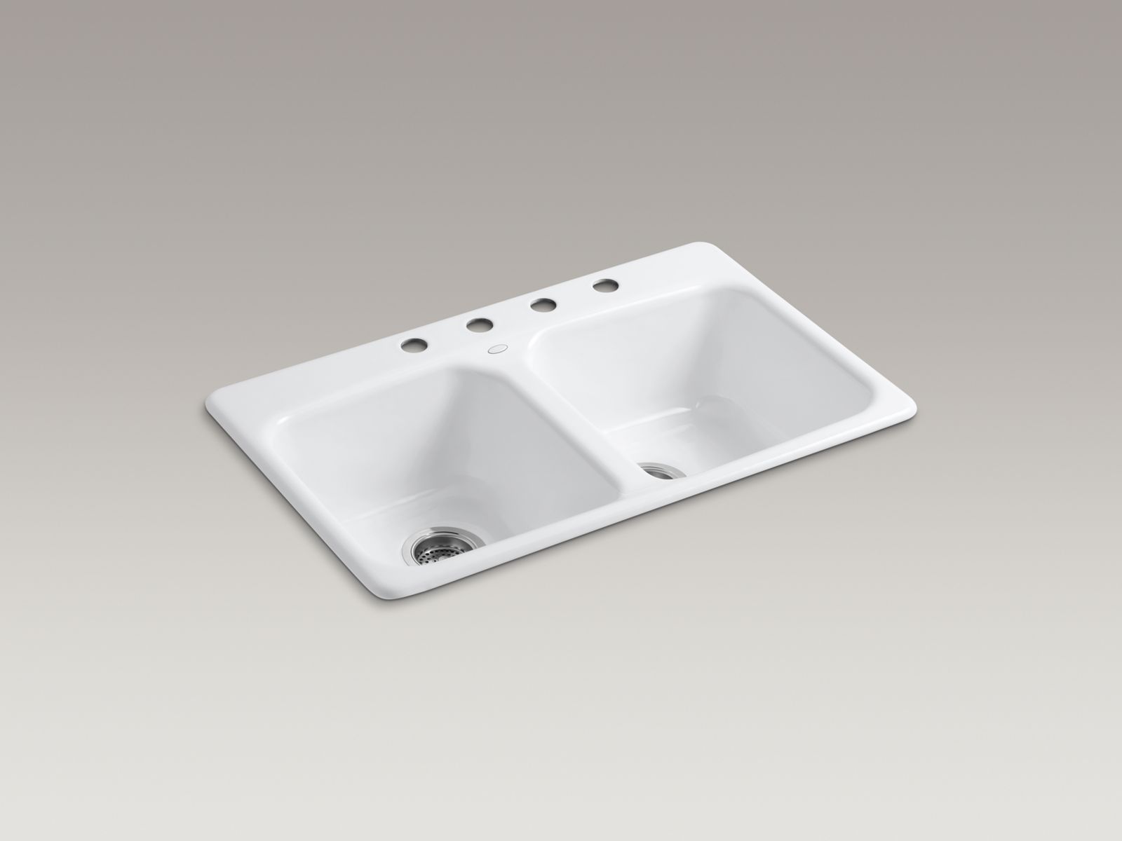 Brookfield(TM) 31-3/4" x 20-3/4" x 8-5/8" top-mount double-equal kitchen sink with 4 faucet holes