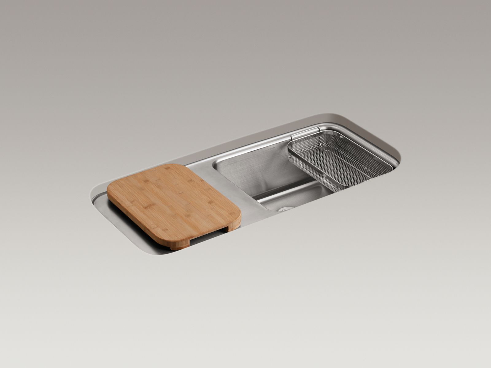 Prologue(R) 42" x 18-3/4" x 10-1/4" under-mount single-bowl kitchen sink with work surface on the left