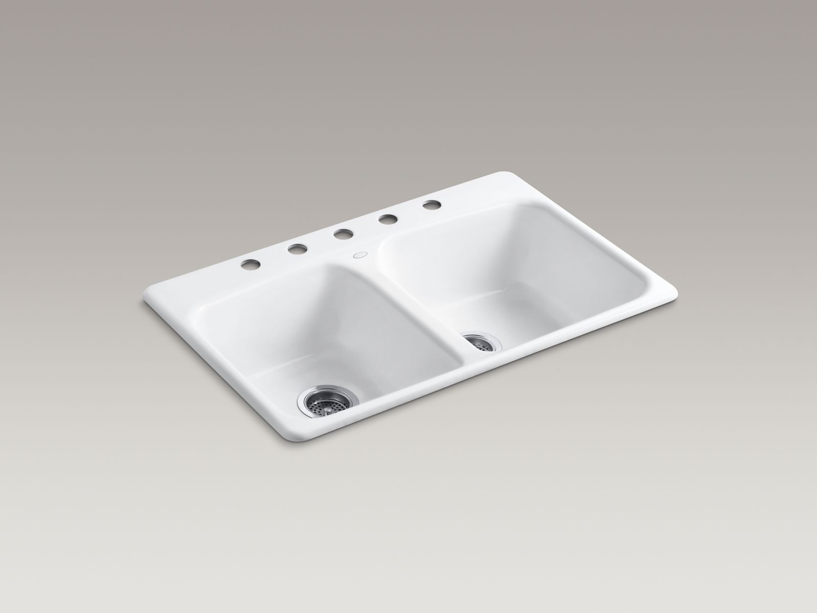 Brookfield(TM) 33" x 22" x 8-5/8" top-mount double-equal kitchen sink with 5 faucet holes