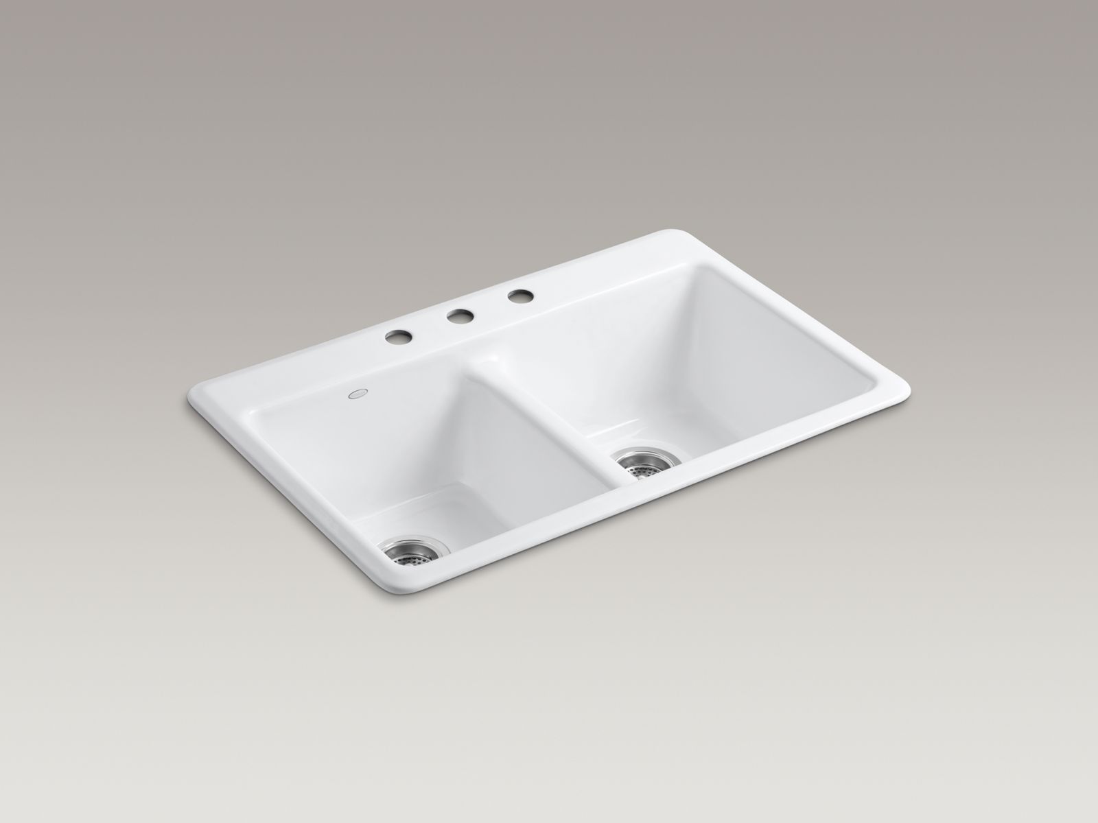 Anthem(R) 33" x 22" x 9-5/8" top-mount double-equal bowl kitchen sink with 3 faucet holes