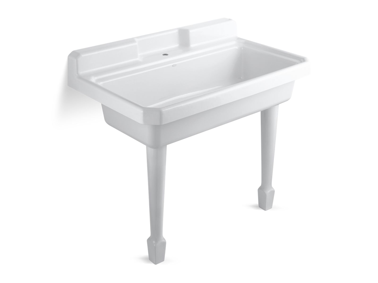 Harborview™ 48" x 28" x 41-11/16" top-mount or wall-mount utility sink with single faucet hole on center deck