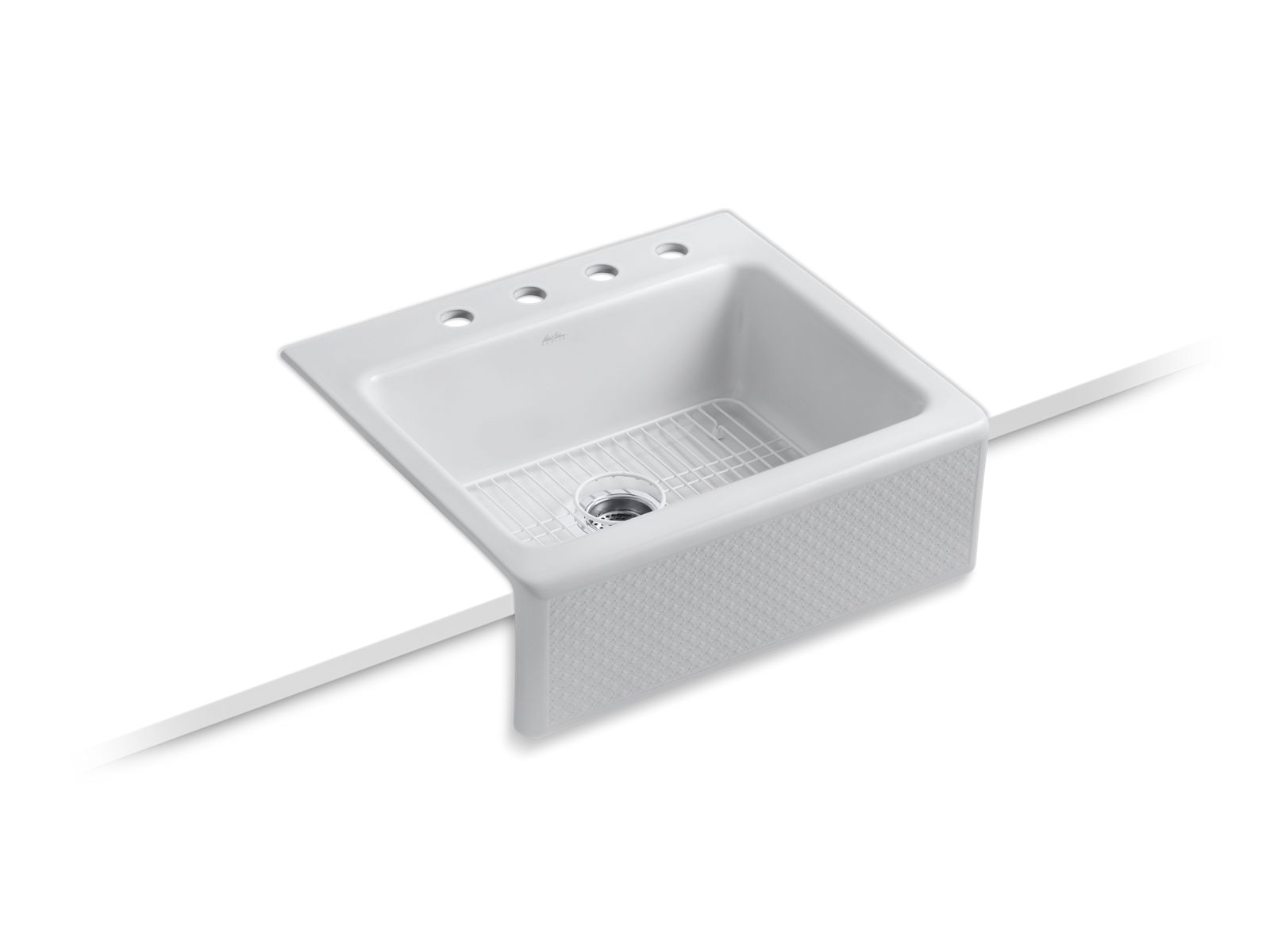 Evenweave™ Alcott™ 25" x 22" x 8-5/8" tile-in kitchen sink with 4 faucet holes