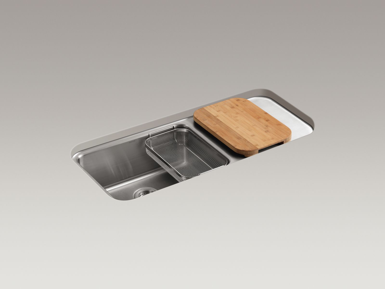 Prologue(R) 42" x 18-3/4" x 10-1/4" under-mount single-bowl kitchen sink with work surface on the right