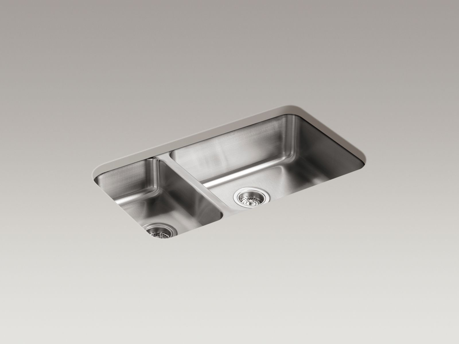 Undertone® 31-1/2" x 18" x 7-3/4" undermount high/low double-bowl kitchen sink