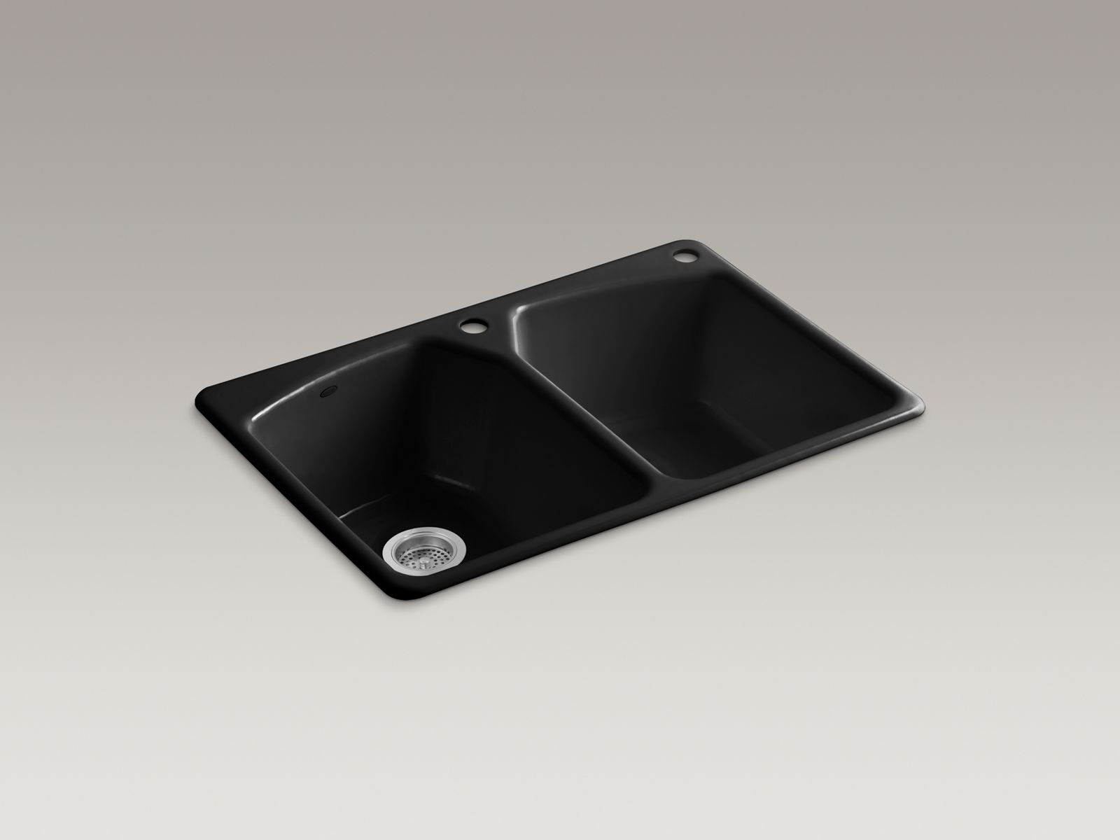 Tanager(R) top-mount double-equal bowl kitchen sink with two holes: 1 faucet hole and right hand  accessory hole