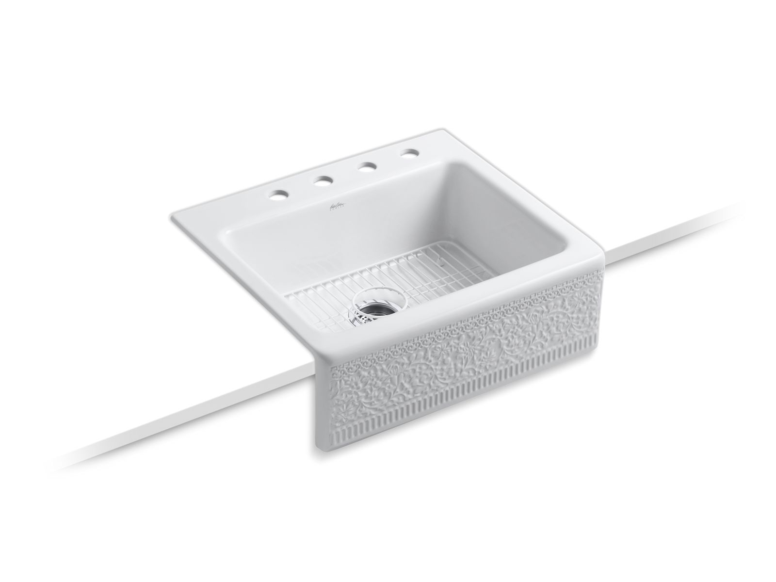 Interlace™ Alcott™ 25" x 22" x 8-5/8" tile-in kitchen sink with 4 faucet holes