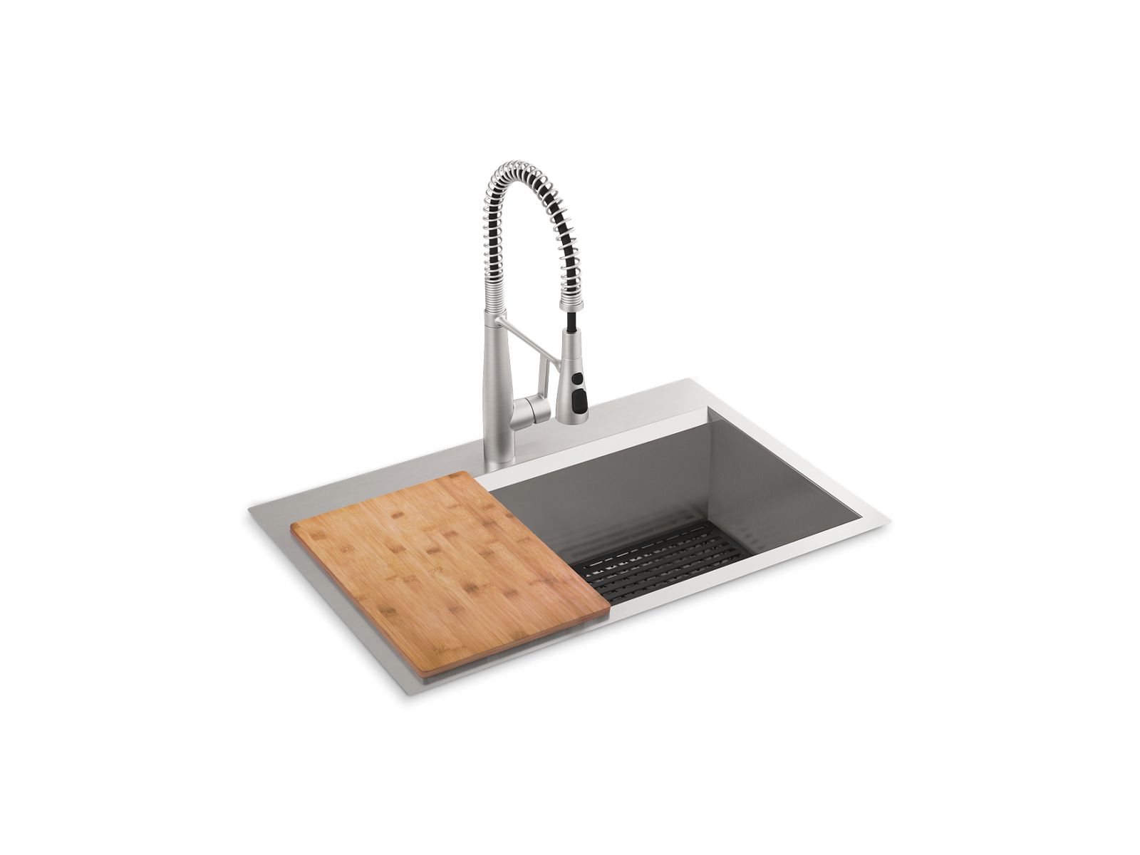 Pro-Inspired 33" top-/undermount single-bowl workstation kitchen sink