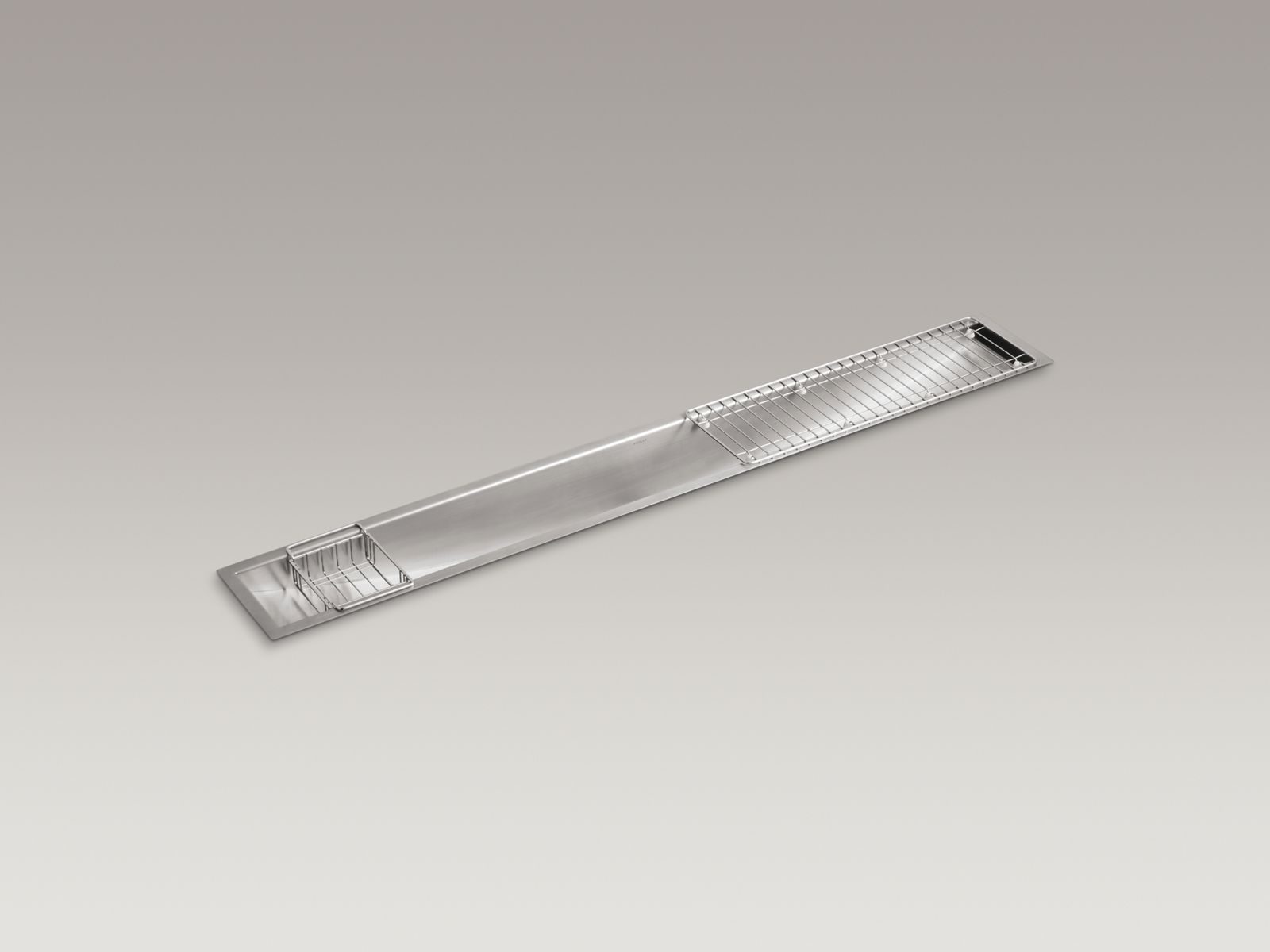 Undertone(R) 60" x 8-1/4" x 6-5/16" under-mount single-bowl trough kitchen sink, includes wire basket and rack
