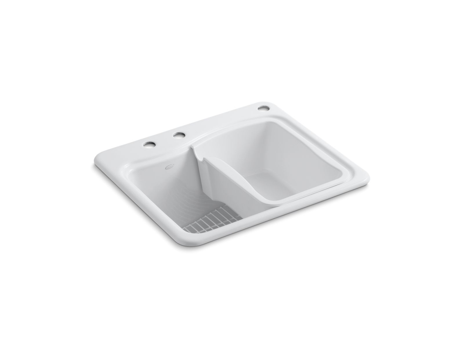 River Falls™ Top-mount utility sink with 3 faucet holes - 2-holes on deck on the left and right-hand accessory hole