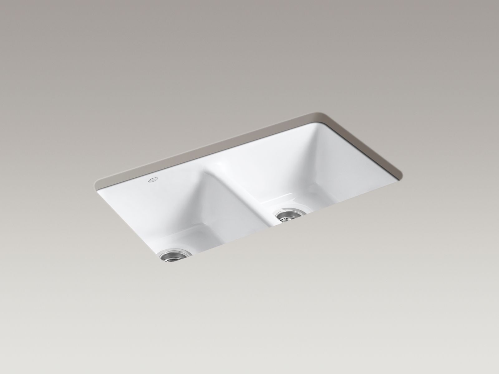 Anthem(R) 33" x 22" x 9-5/8" under-mount double-equal bowl kitchen sink with 5 oversize faucet holes