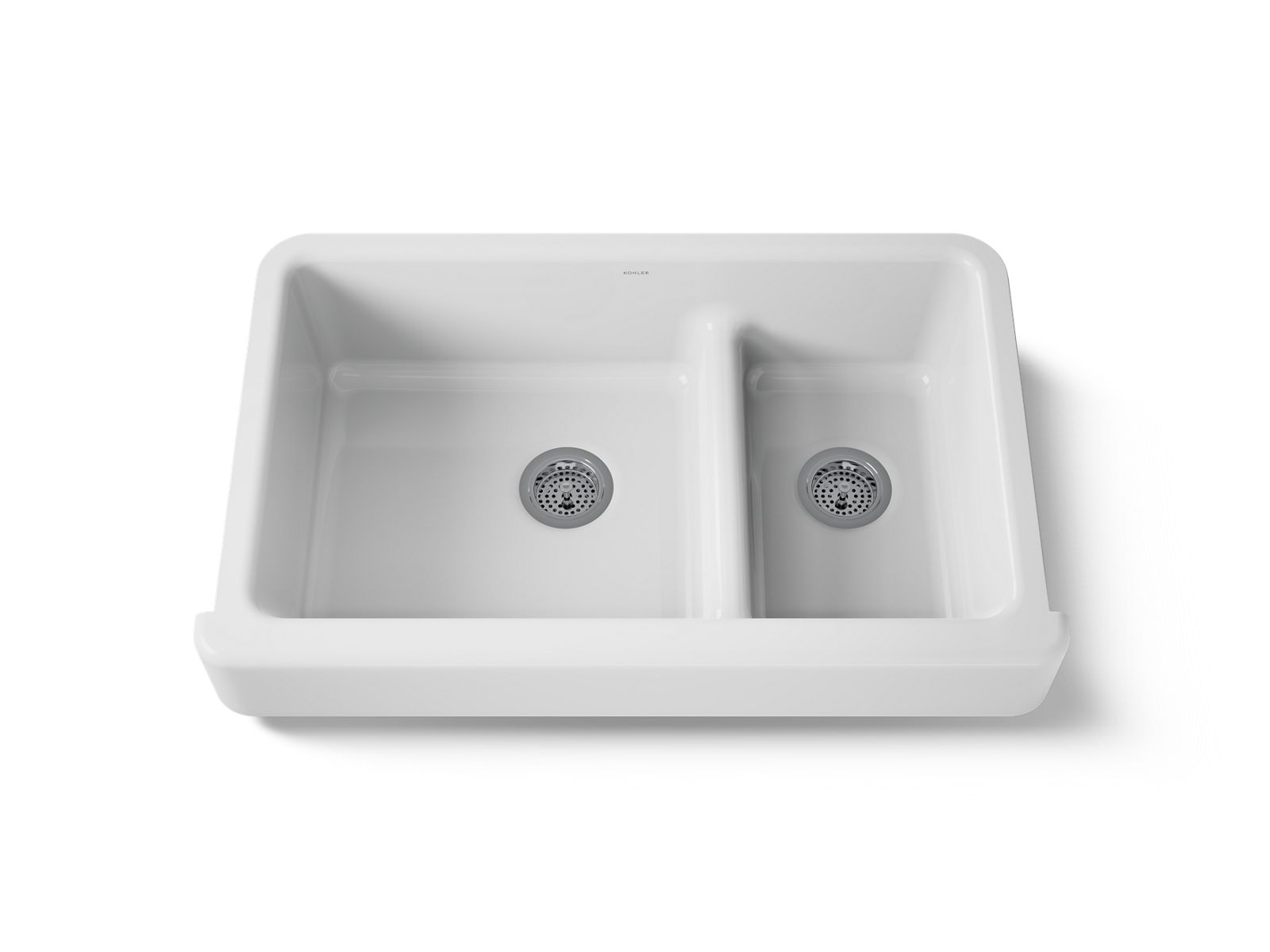 Whitehaven® Smart Divide® 35-1/2" undermount double-bowl farmhouse kitchen sink with short apron