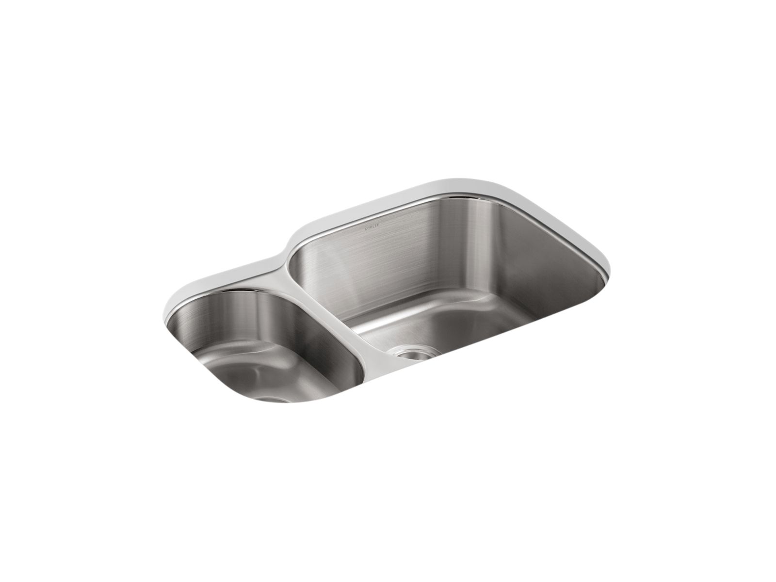 Undertone® 30-3/4" x 20-1/8" x 9-5/8" undermount high/low double-bowl kitchen sink