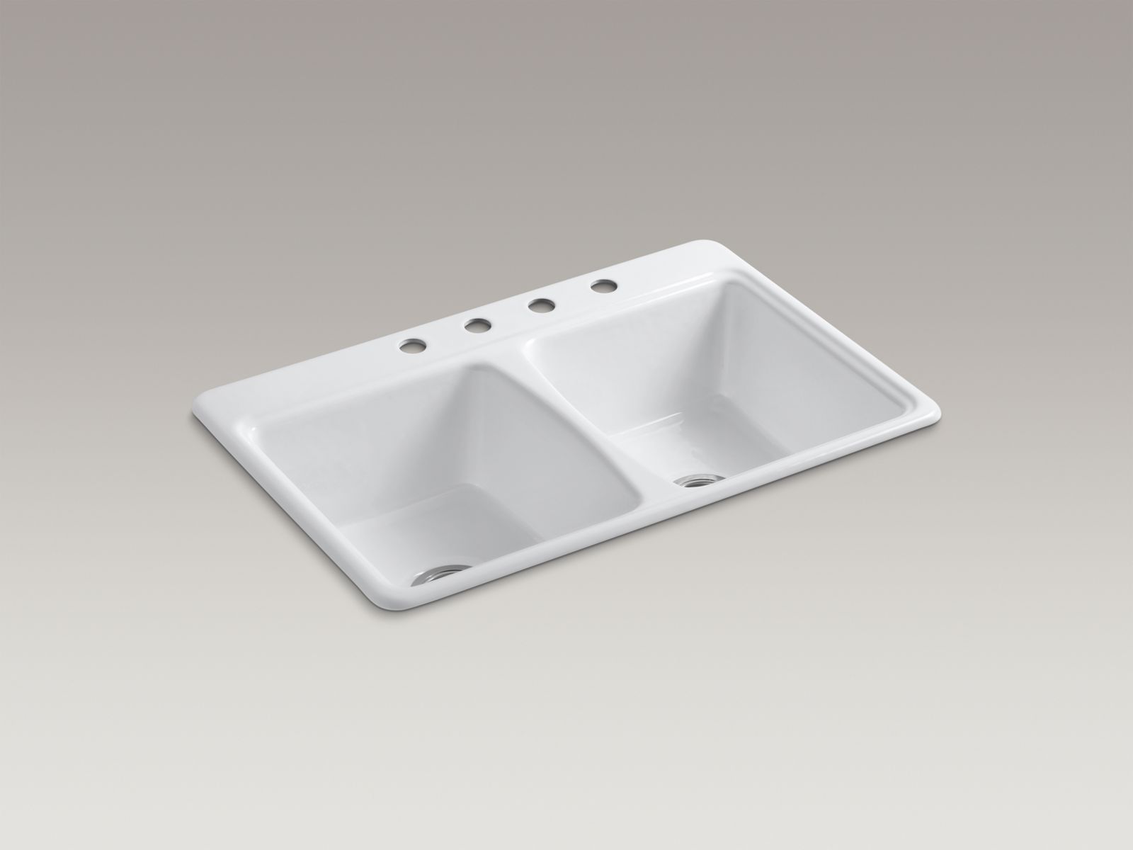 Deerfield(R) 33" x 22" x 8-5/8" top-mount double-equal kitchen sink with 4 faucet holes