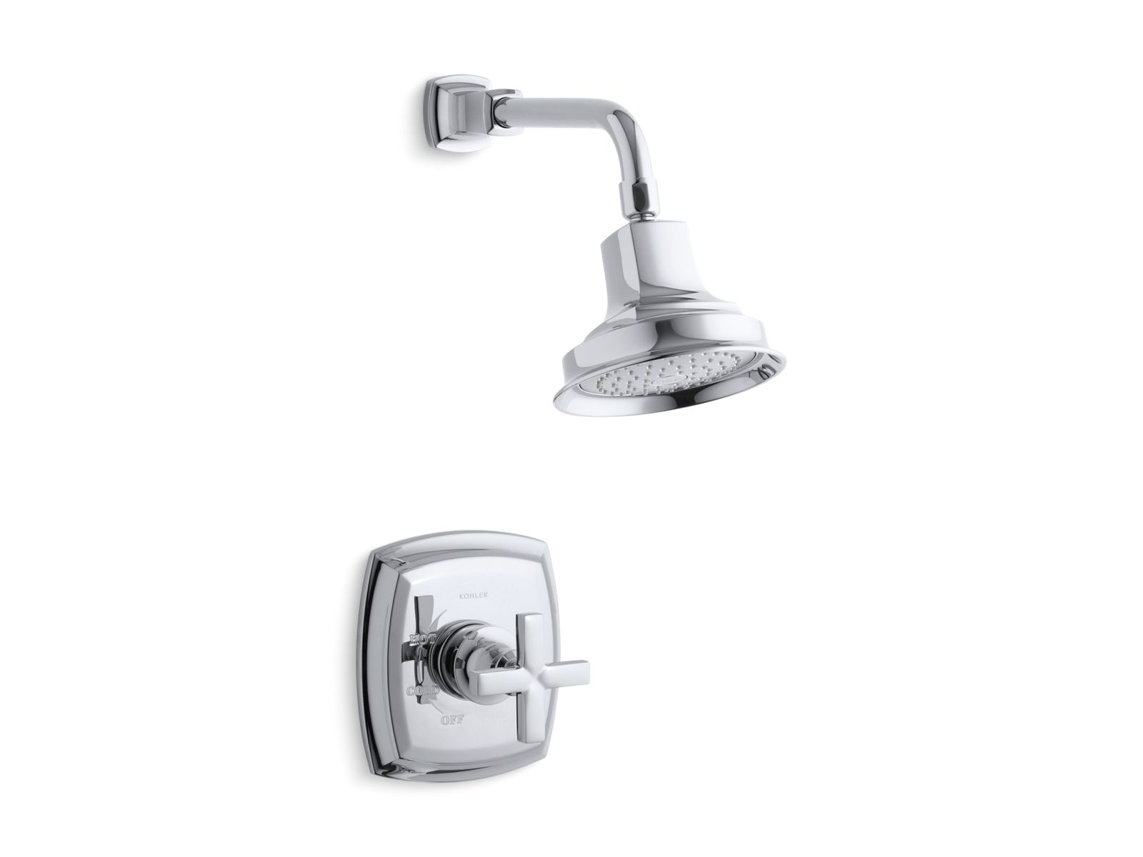 Margaux® Rite-Temp® shower valve trim with cross handle and 2.5 gpm showerhead
