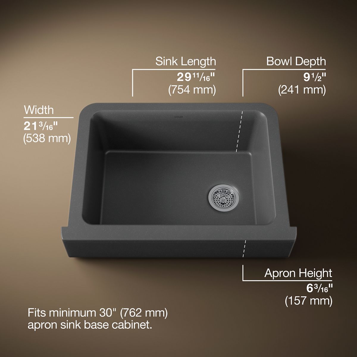 40625-cairn-29-3-4-undermount-single-bowl-farmhouse-kitchen-sink-with-short-apron-12.jpg Cairn® 29-3/4" undermount single-bowl farmhouse kitchen sink with short apron