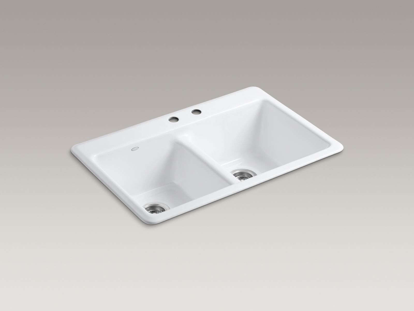 Anthem(R) 33" x 22" x 9-5/8" top-mount double-equal bowl kitchen sink with 2 faucet holes