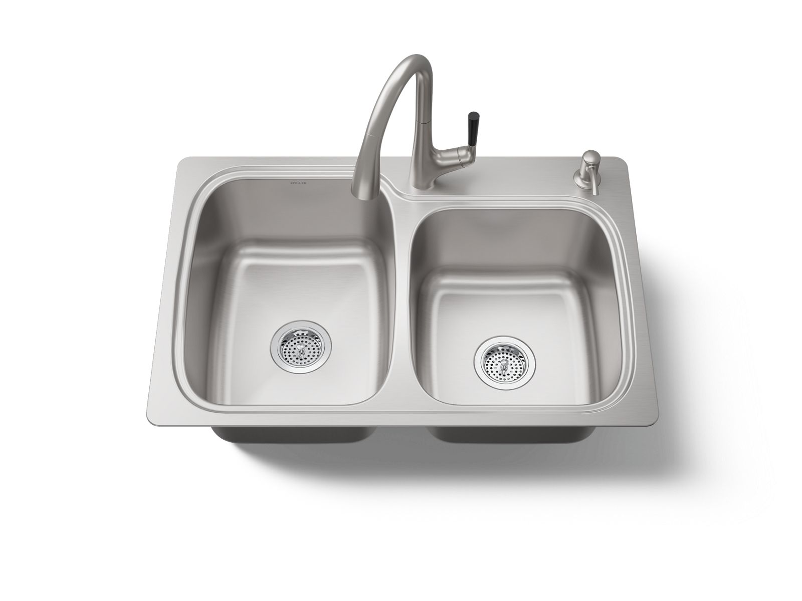 All-In-One 33" top-/undermount double-bowl kitchen sink
