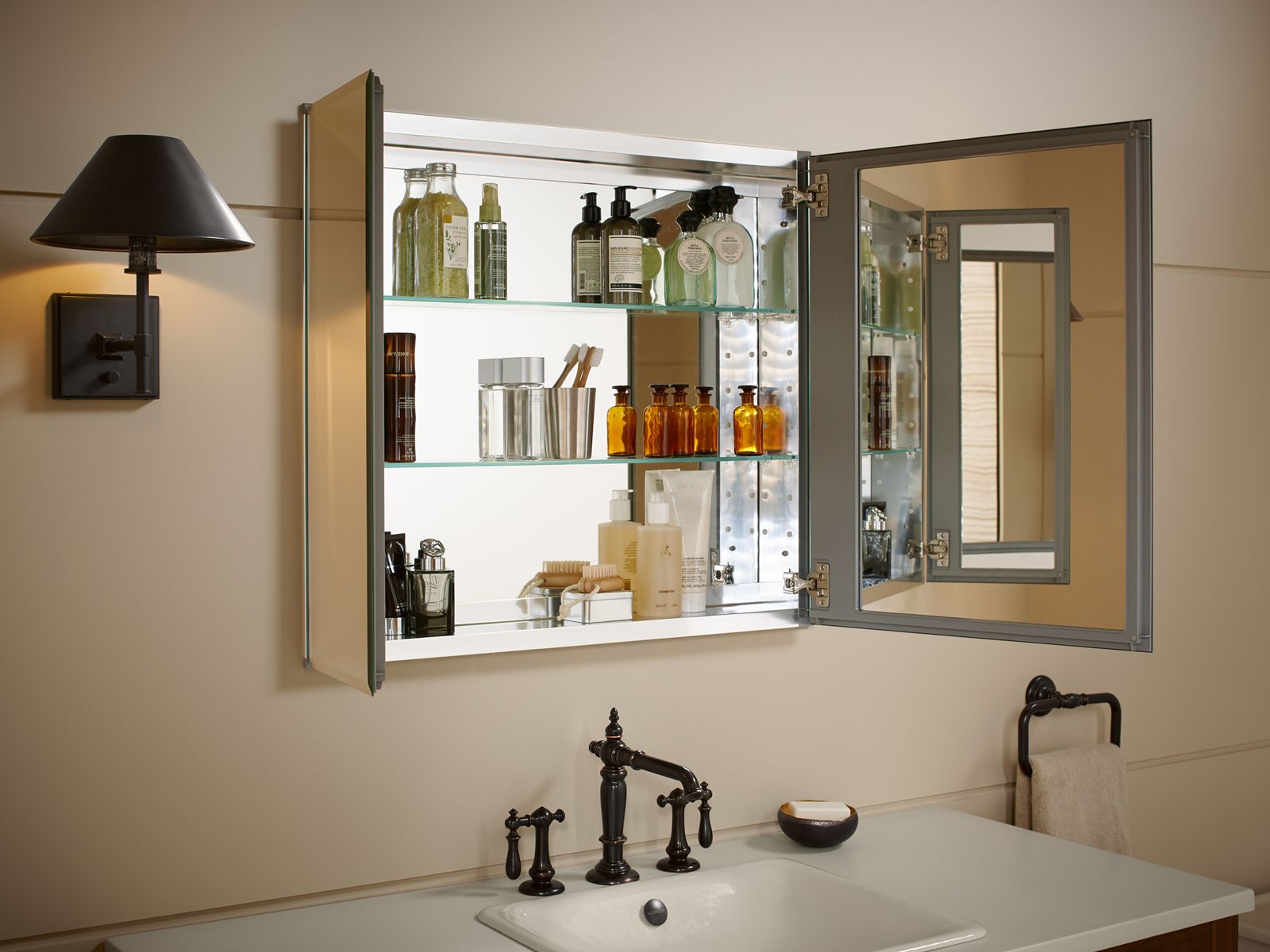 42331-30-w-x-26-h-aluminum-two-door-medicine-cabinet-with-mirrored-doors-beveled-edges-7.jpg 30" W x 26" H aluminum two-door medicine cabinet with mirrored doors, beveled edges