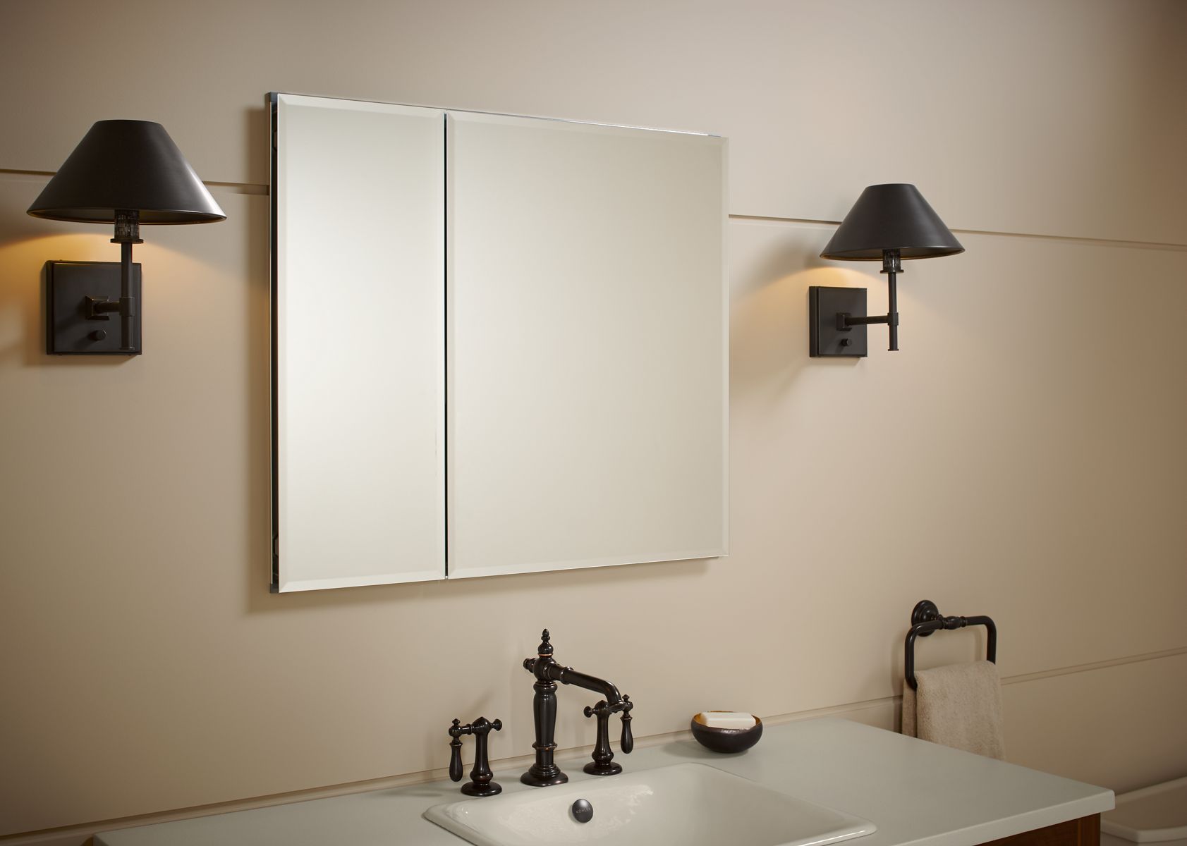 42331-30-w-x-26-h-aluminum-two-door-medicine-cabinet-with-mirrored-doors-beveled-edges-8.jpg 30" W x 26" H aluminum two-door medicine cabinet with mirrored doors, beveled edges