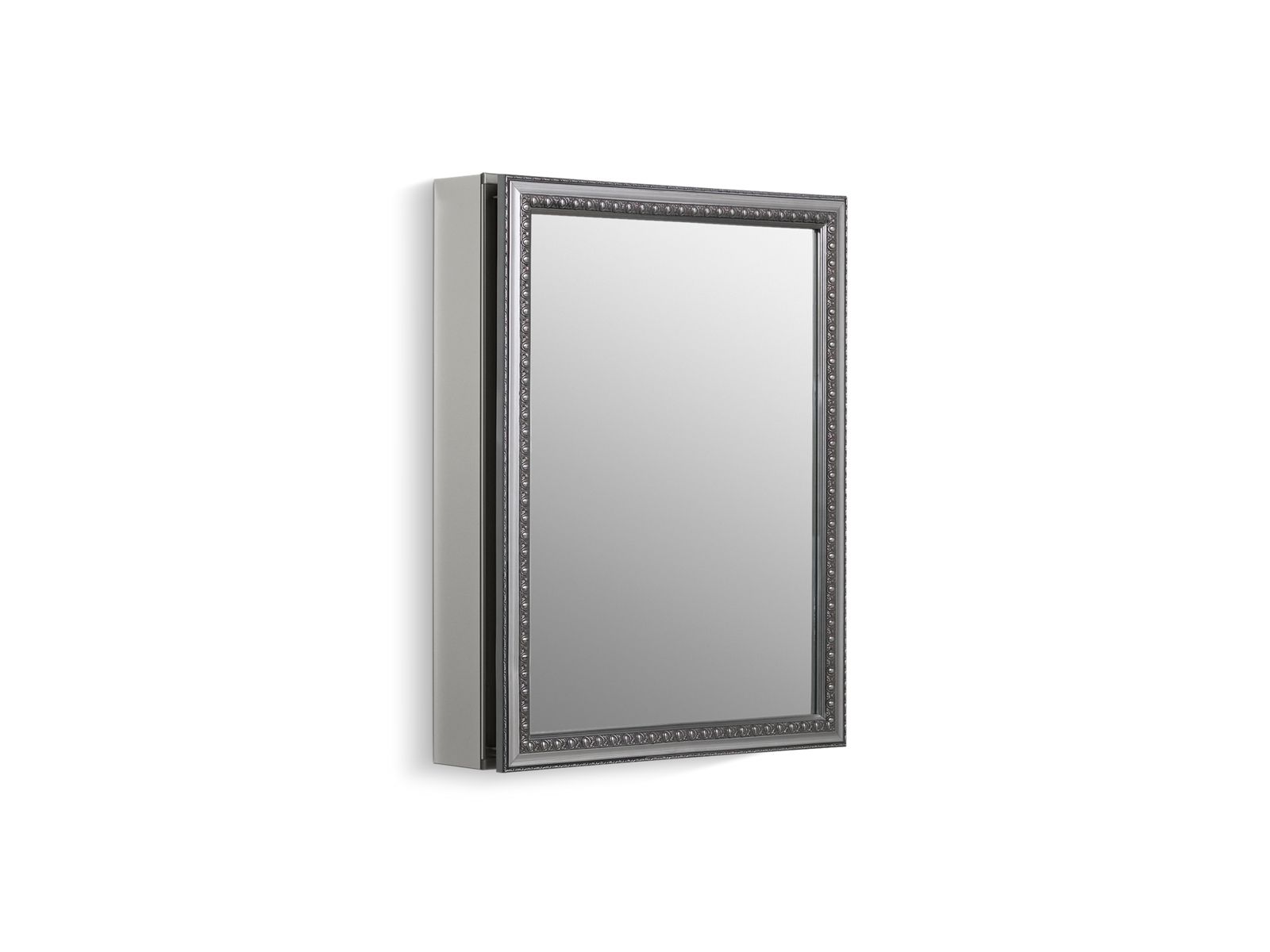 42365-20-w-x-26-h-aluminum-single-door-medicine-cabinet-with-decorative-silver-framed-mirrored-door-1.jpg 20" W x 26" H aluminum single-door medicine cabinet with decorative silver framed mirrored door